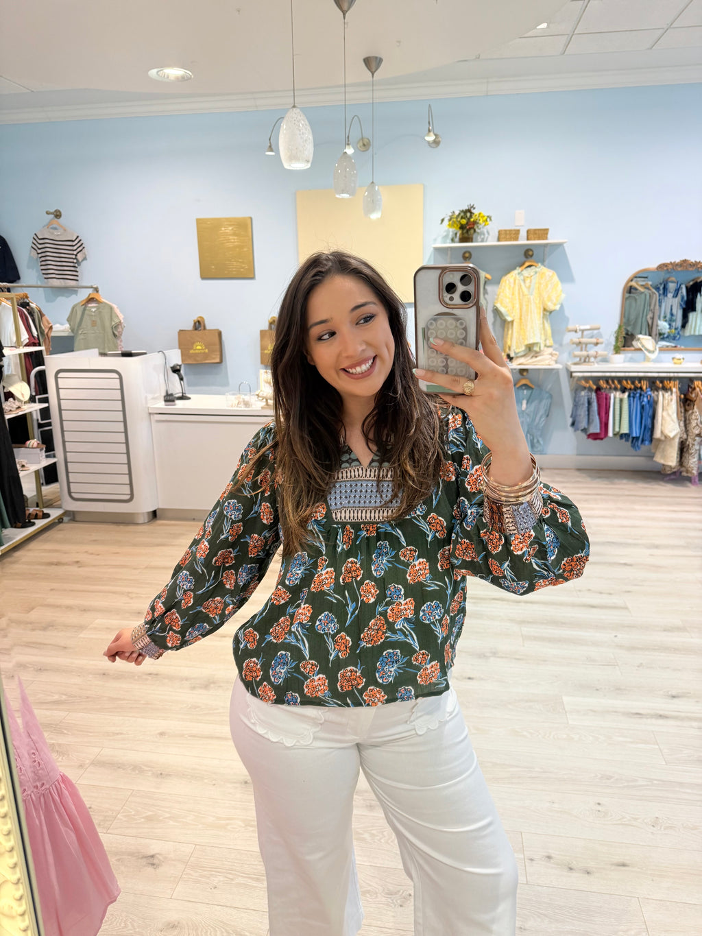 palm green blouse
