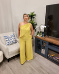 green elevated pant set