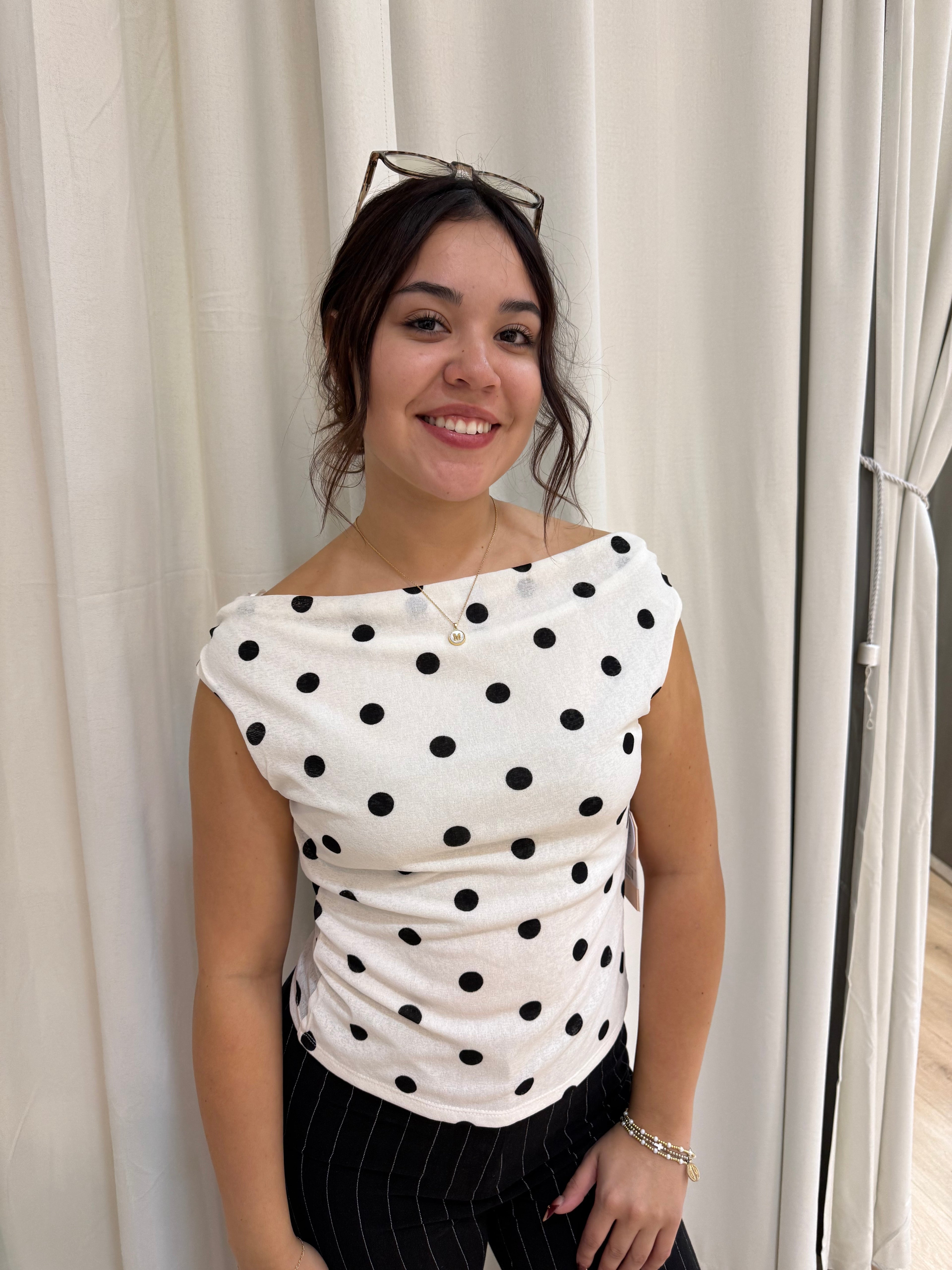 polka dot flow blouse