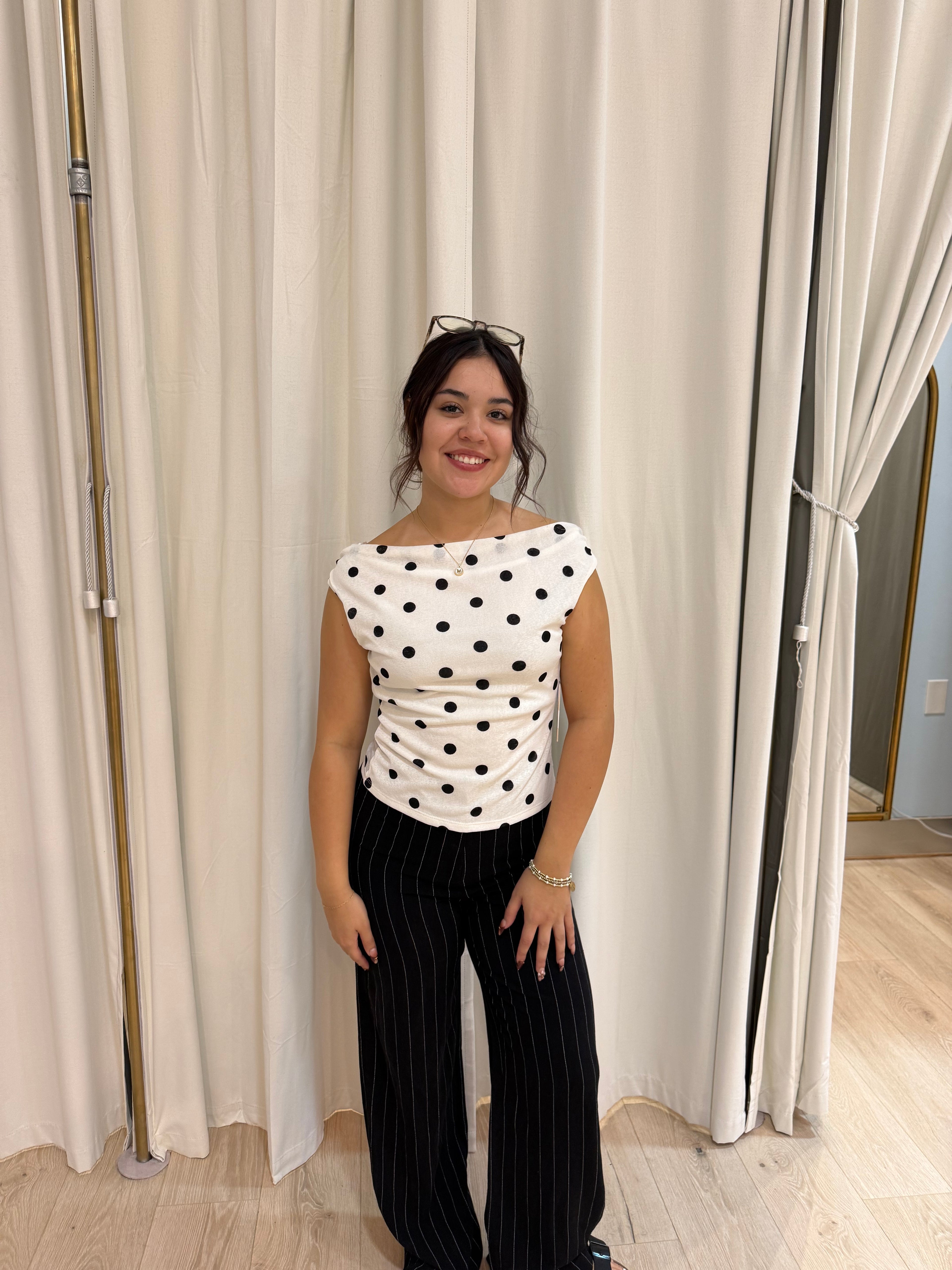 polka dot flow blouse
