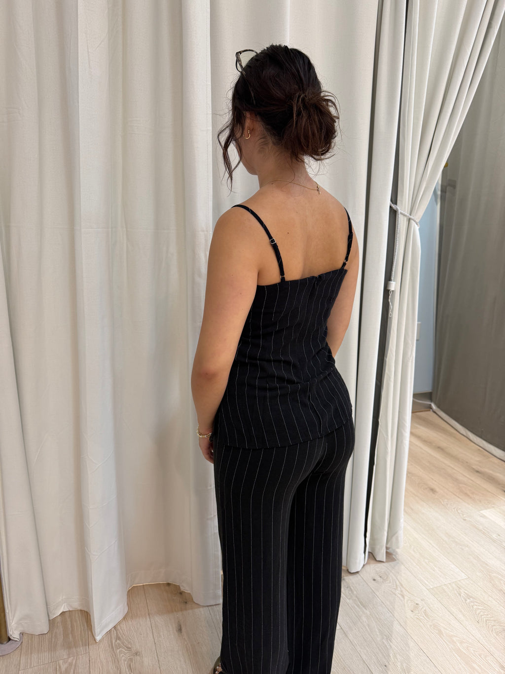 Linen stripped pant set