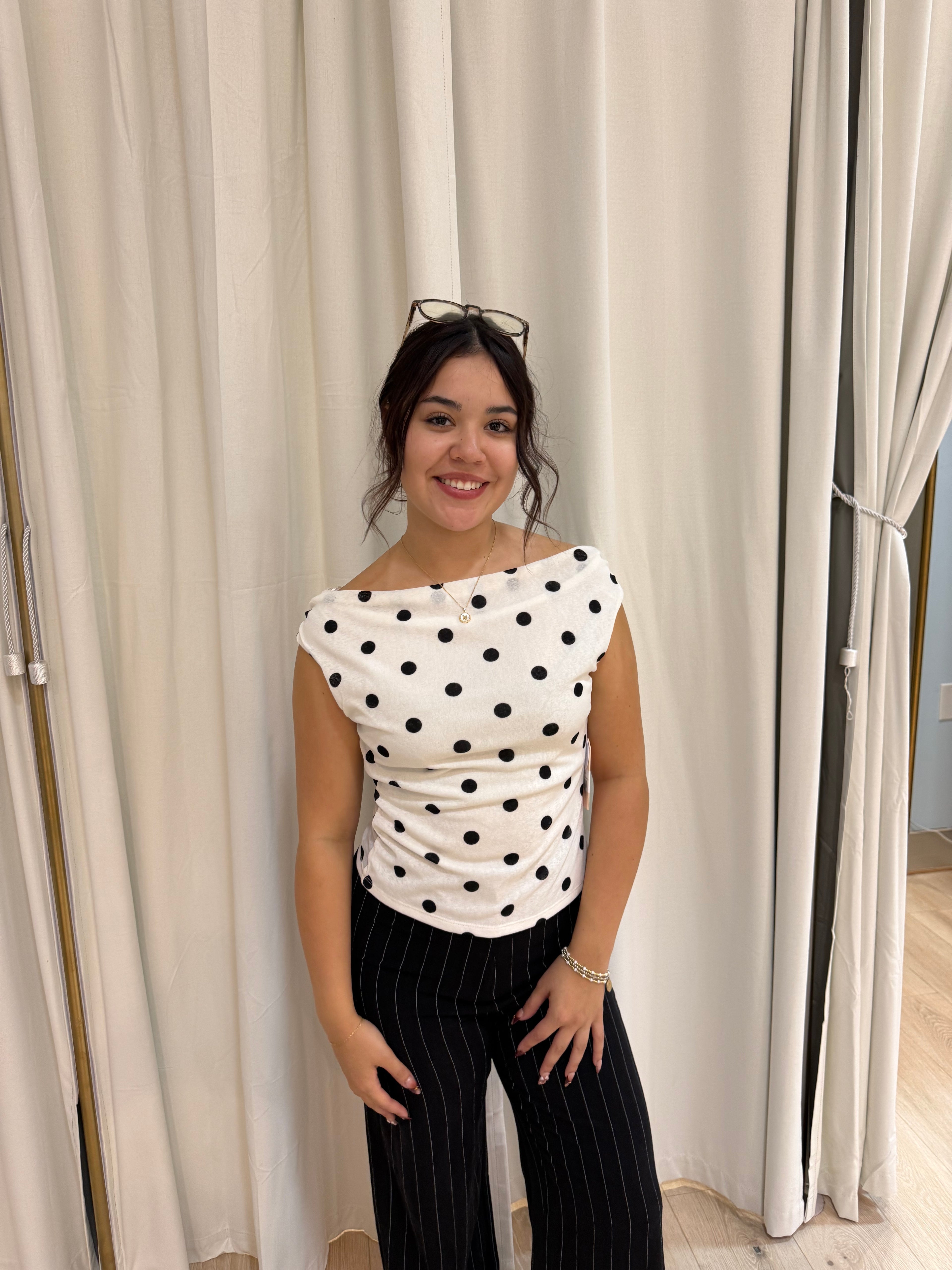 polka dot flow blouse
