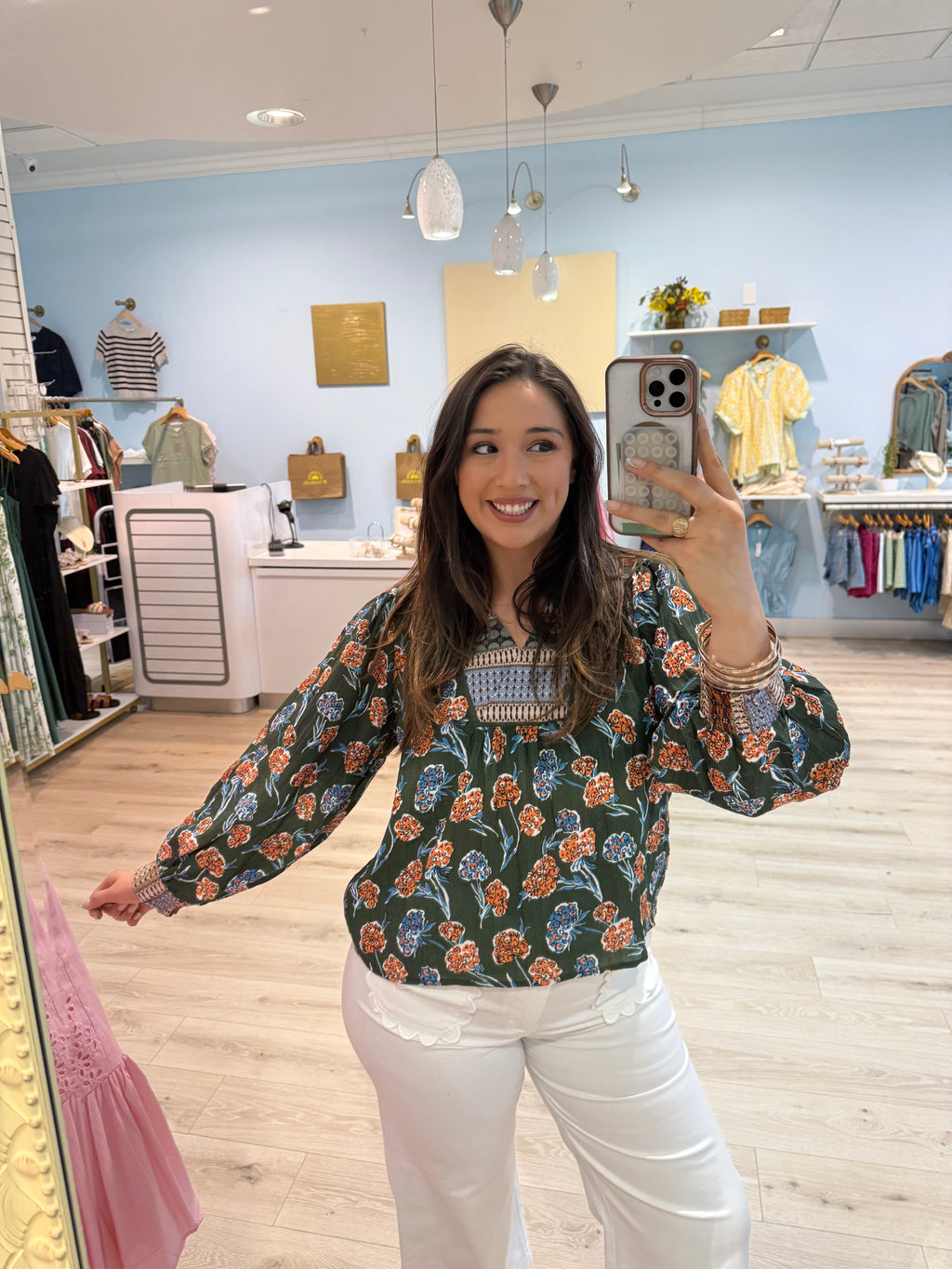 palm green blouse