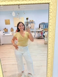 butter yellow stripped tee