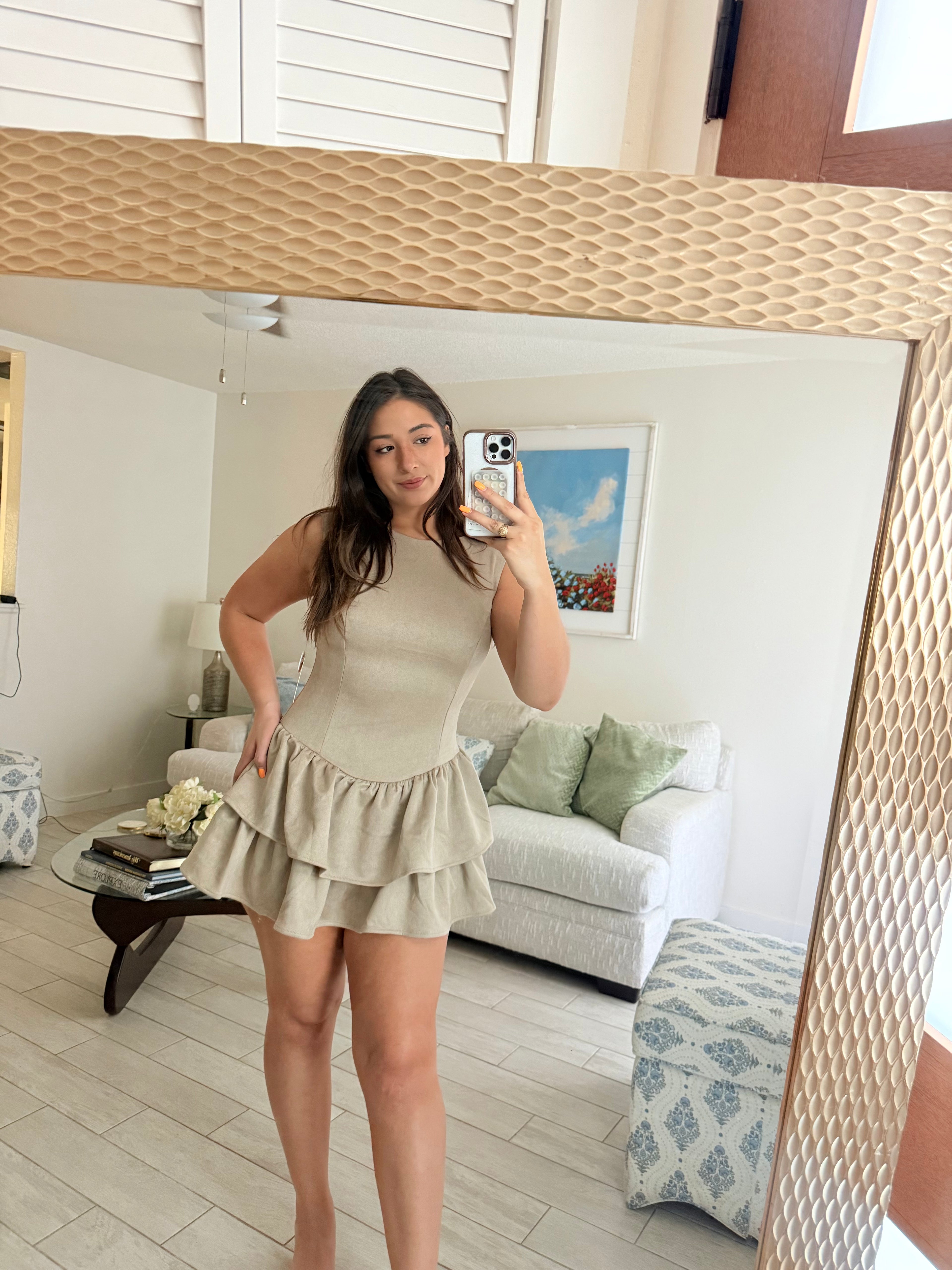 oatmeal suede dress