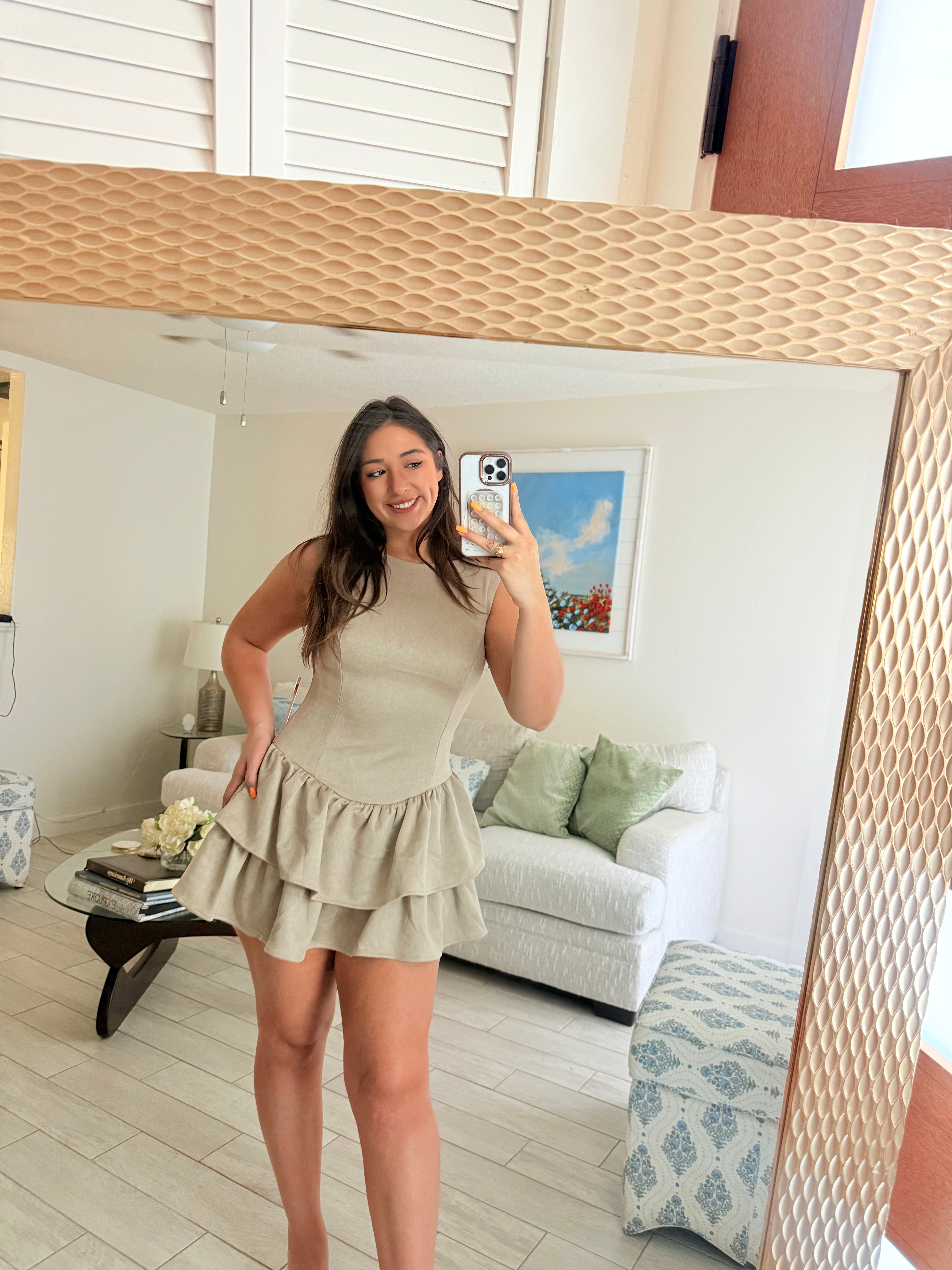 oatmeal suede dress