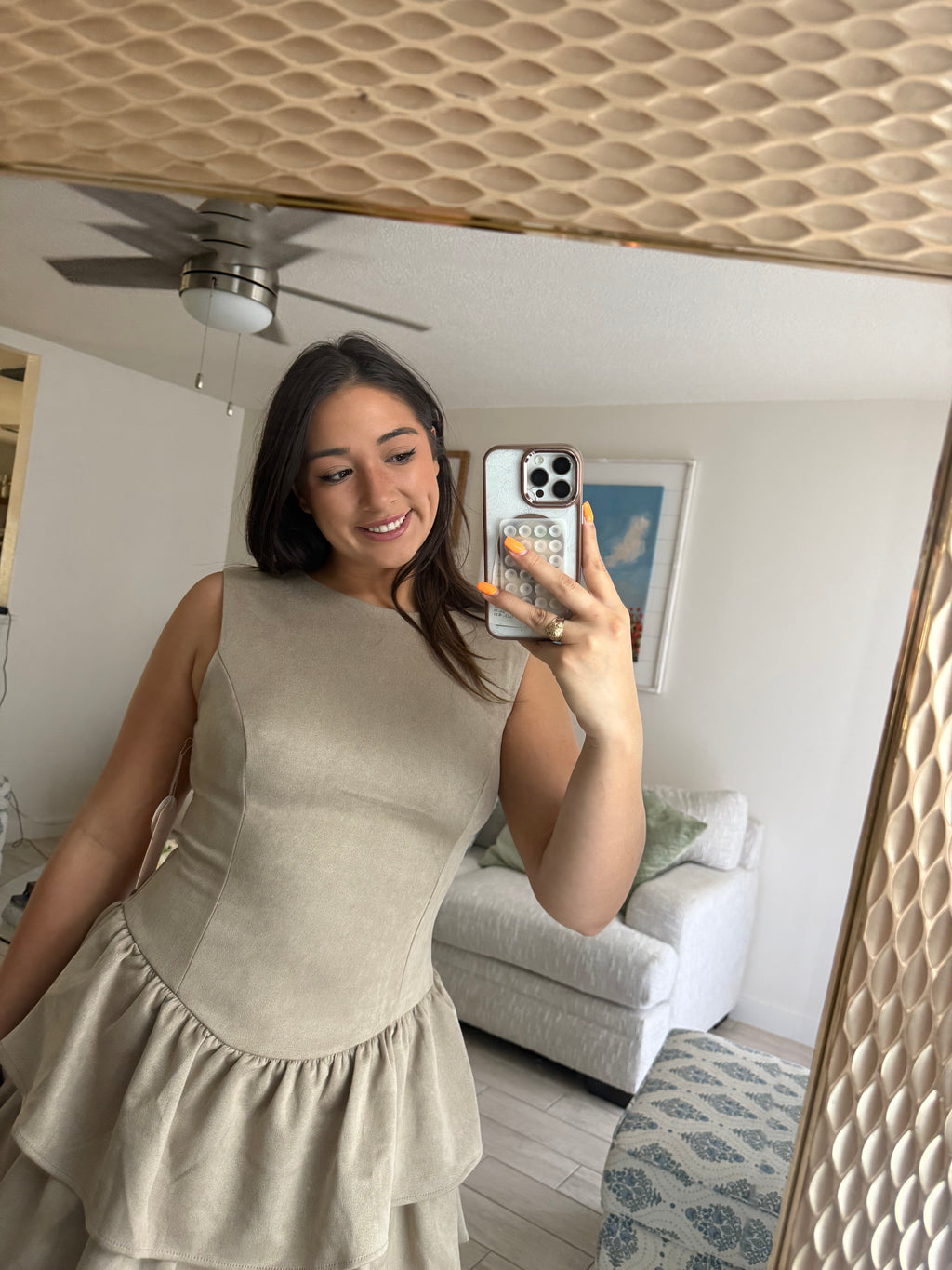 oatmeal suede dress