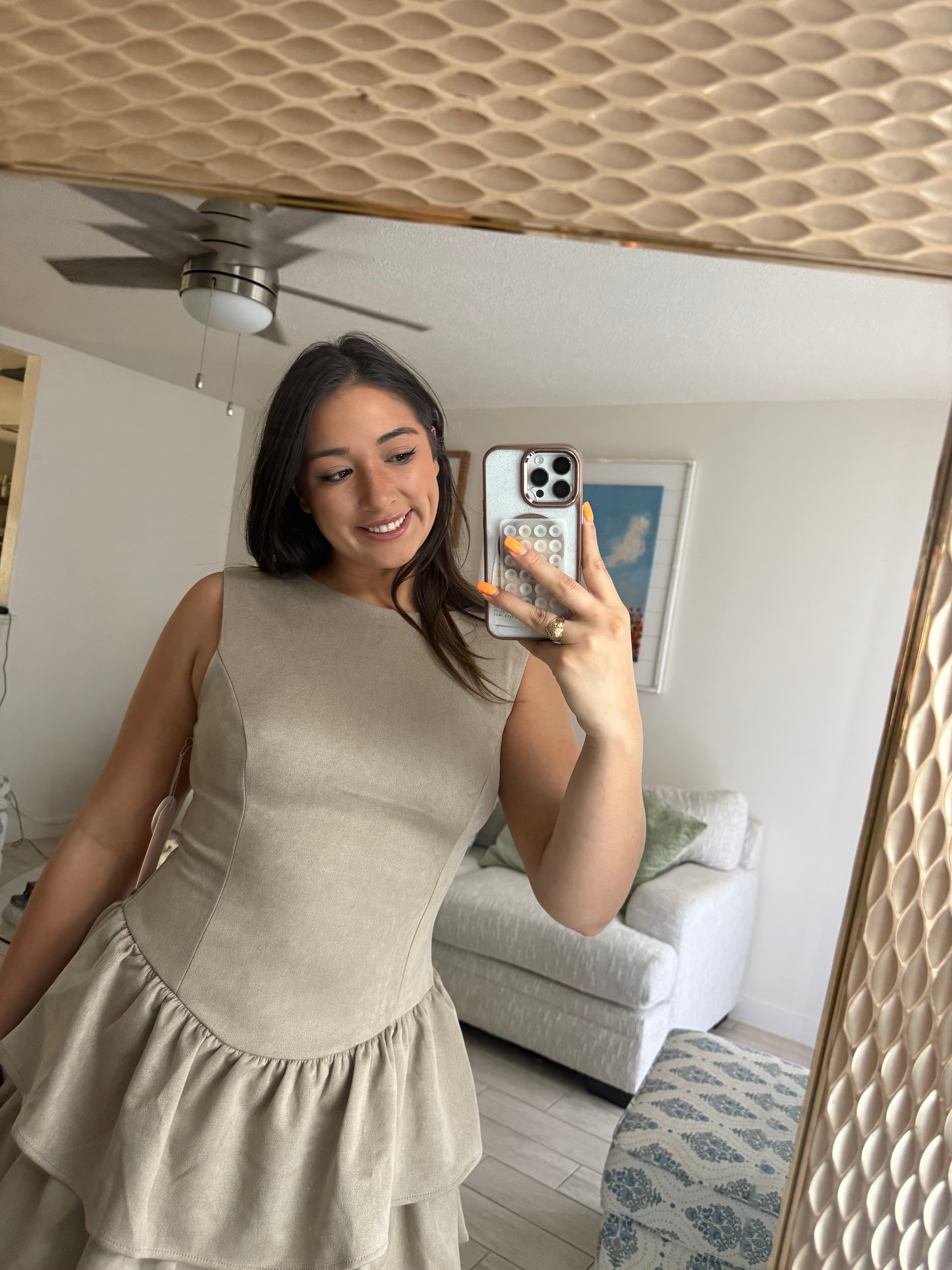 oatmeal suede dress