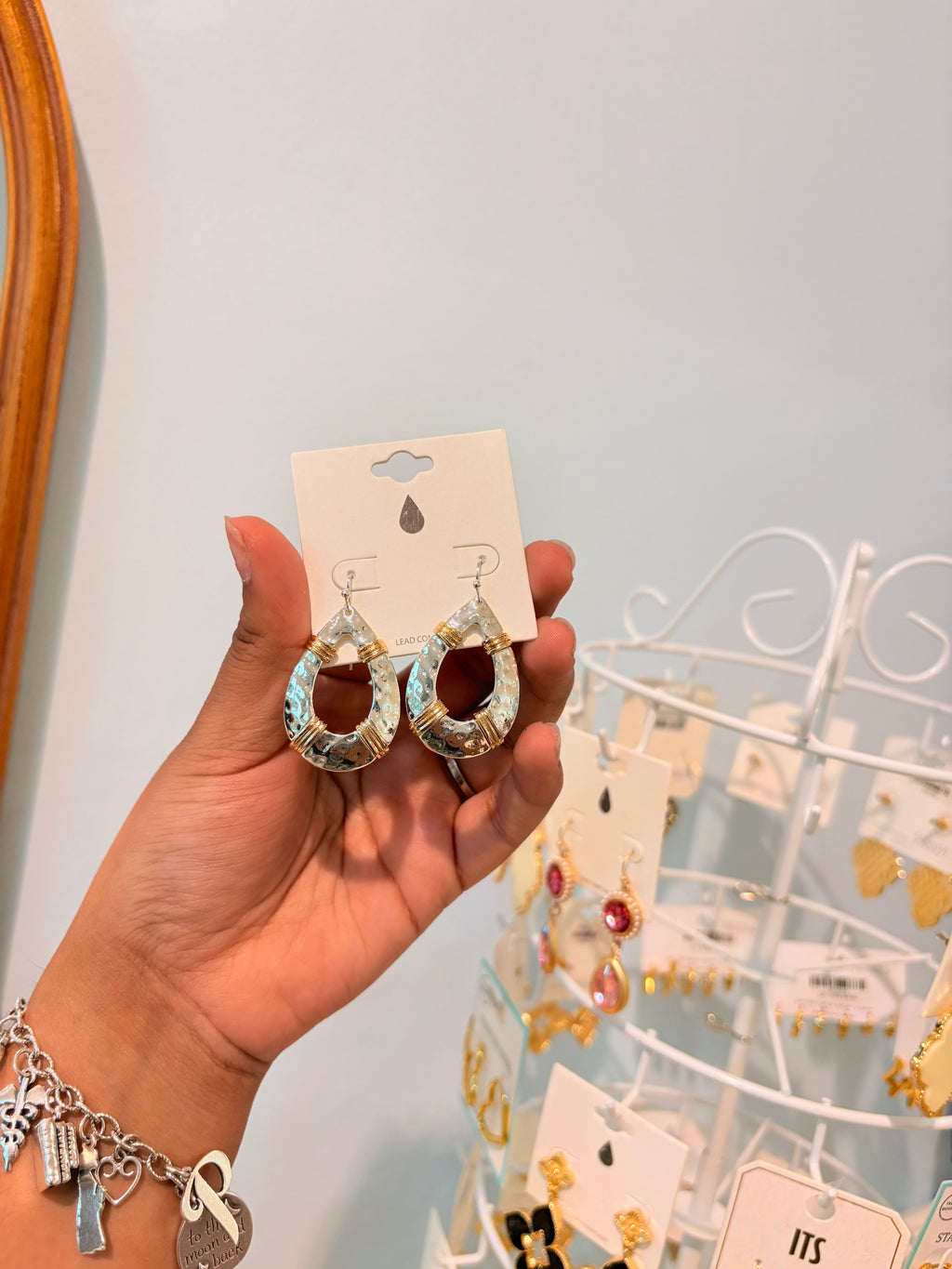 two tone drop earring