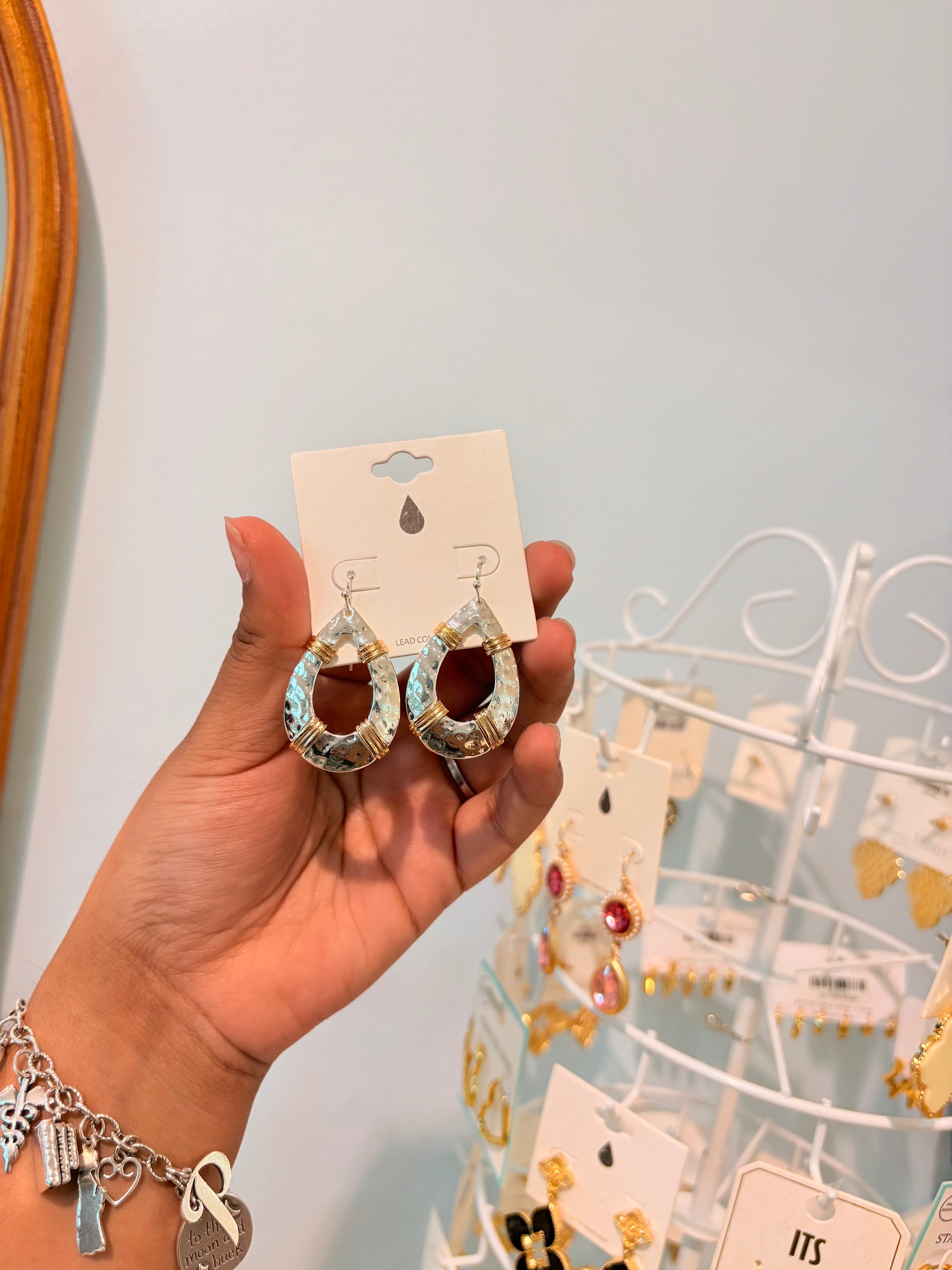 two tone drop earring