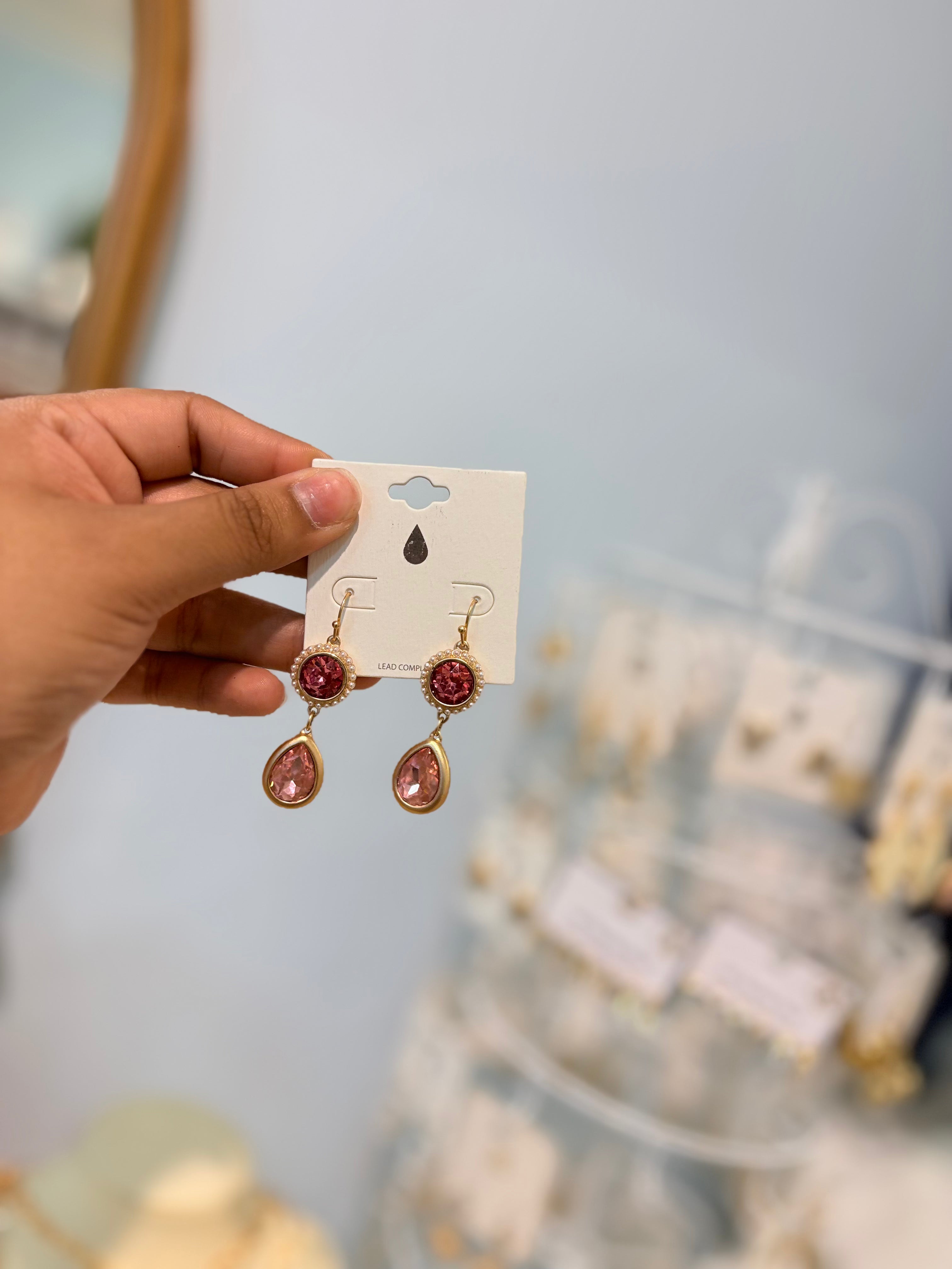 pink gem earrings