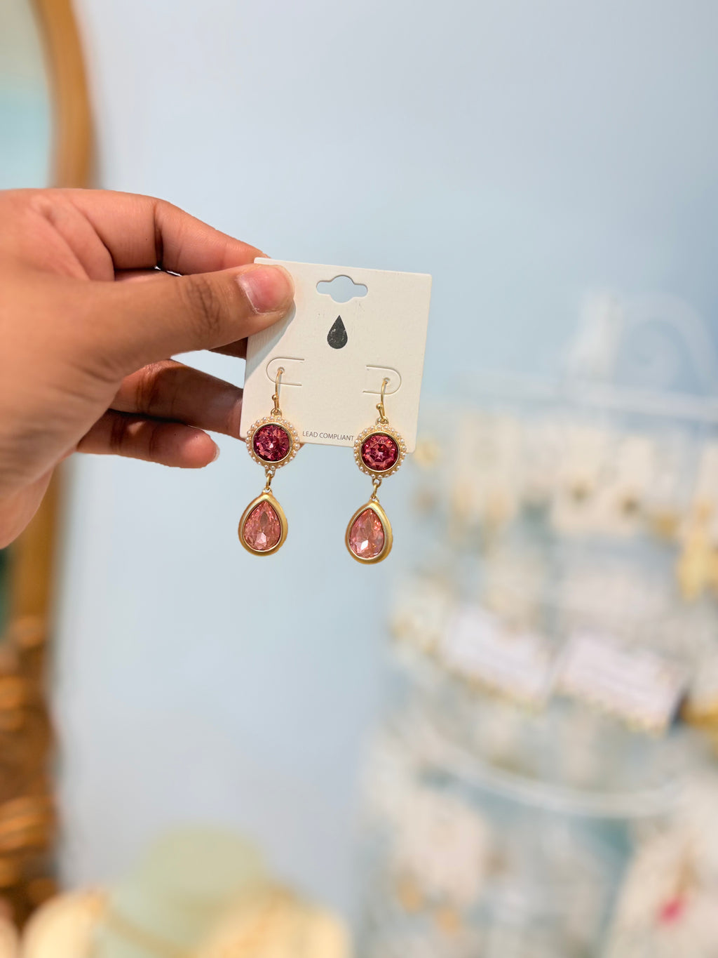 pink gem earrings