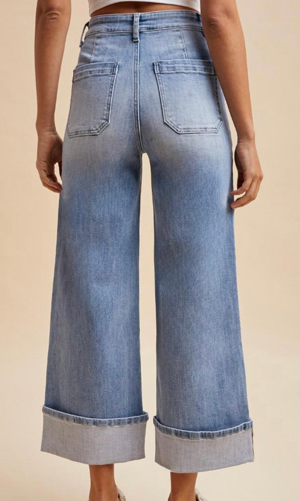 COMFORT STRETCH WIDE LEG CUFF JEANS