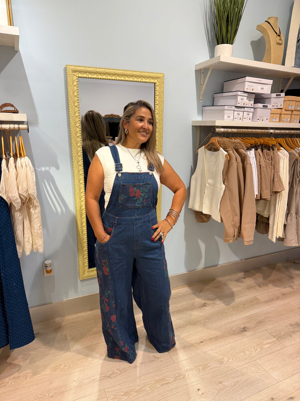 denim rose overalls