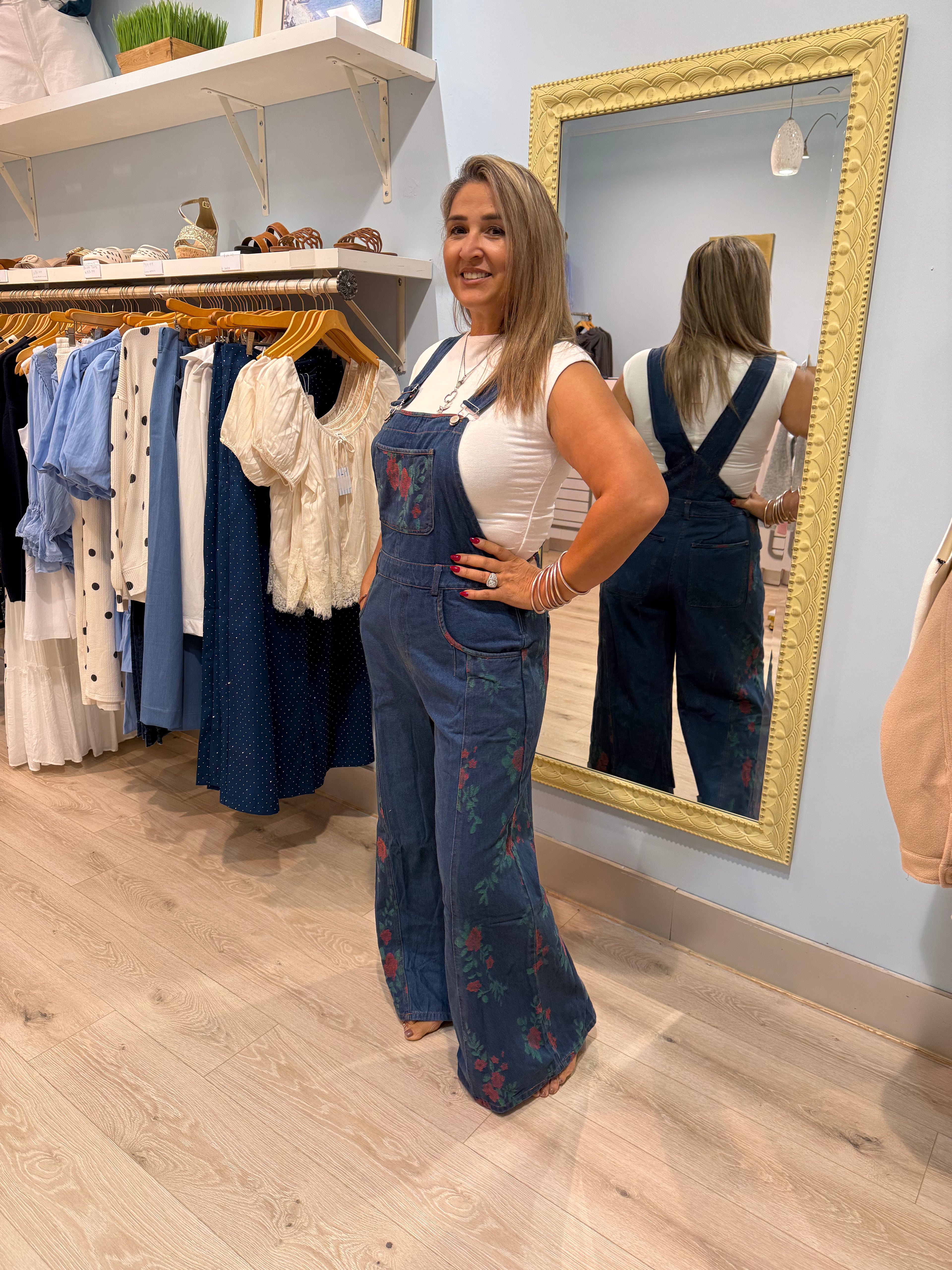 denim rose overalls