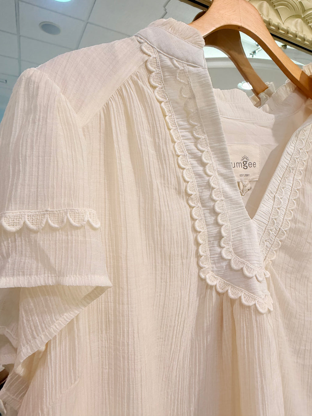 plus boho cream blouse