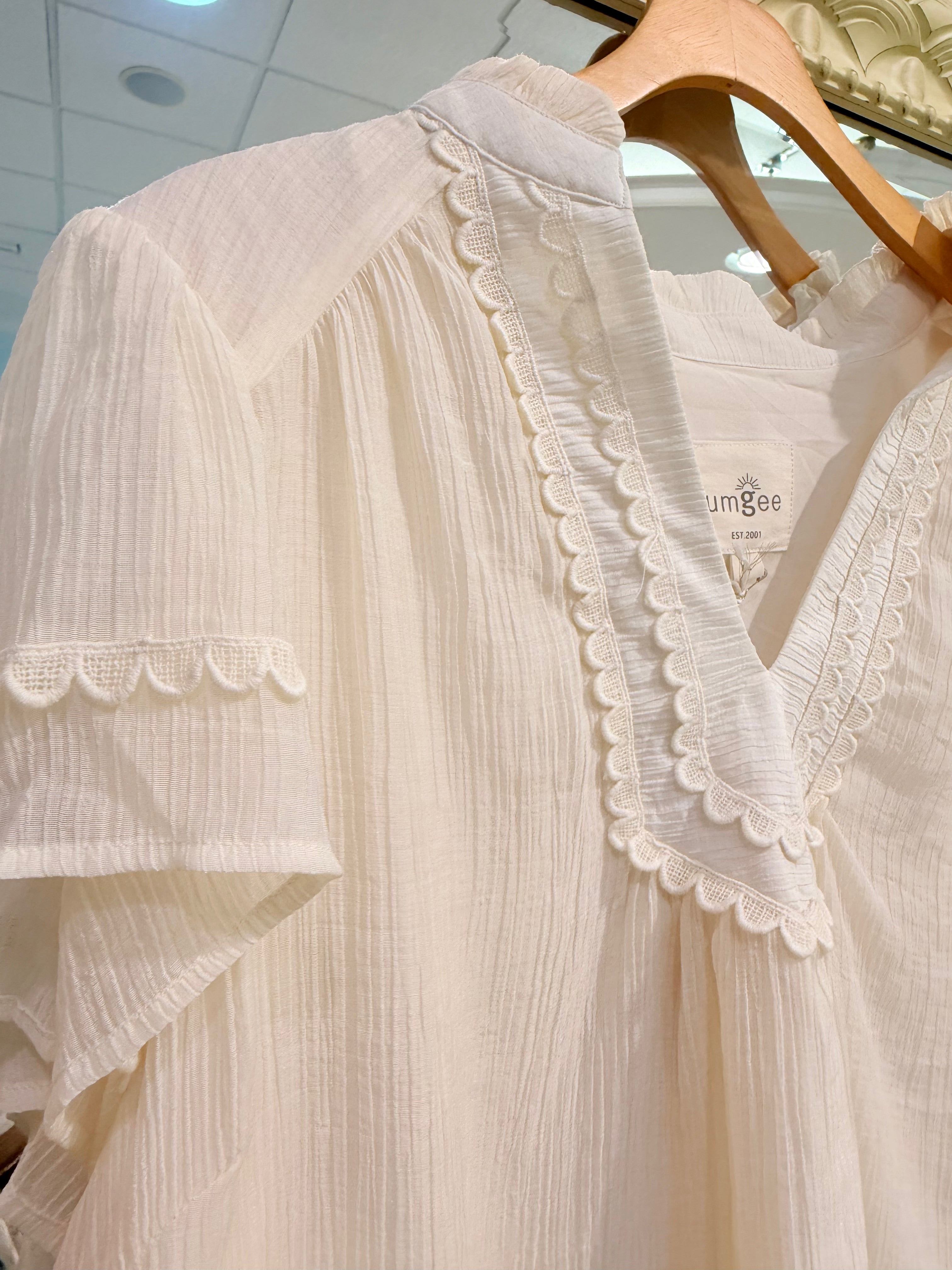 plus boho cream blouse