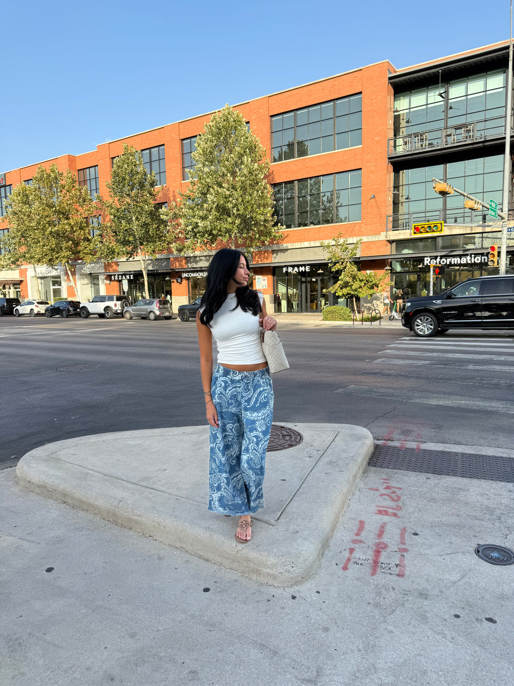 Stone Wash Wide Leg Pants