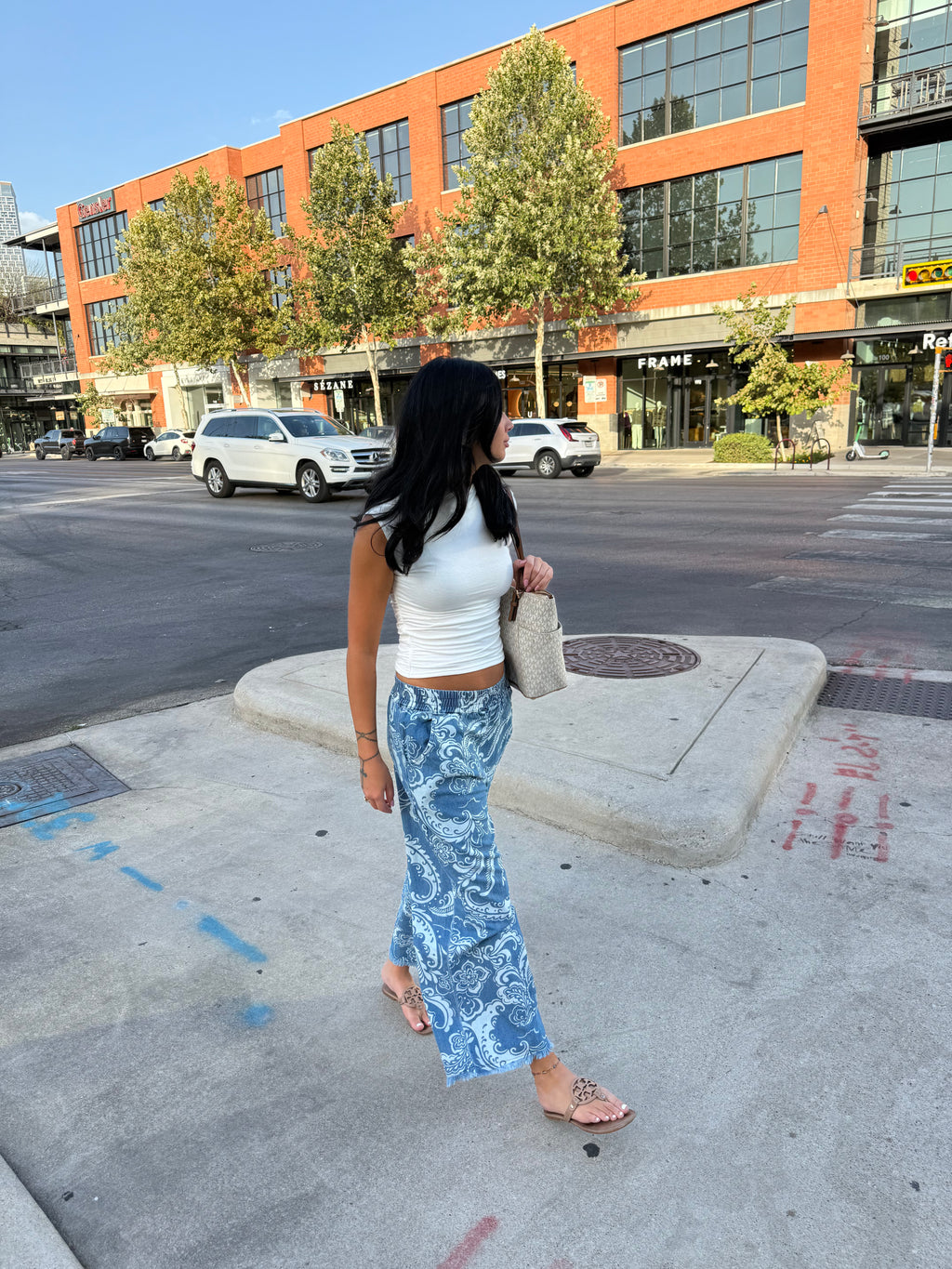 Stone Wash Wide Leg Pants