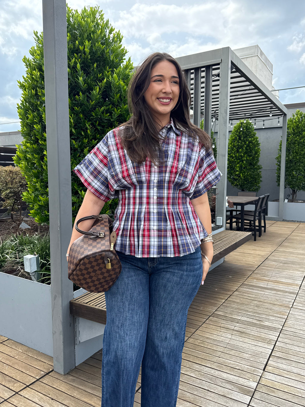 Strawberry Plaid Blouse