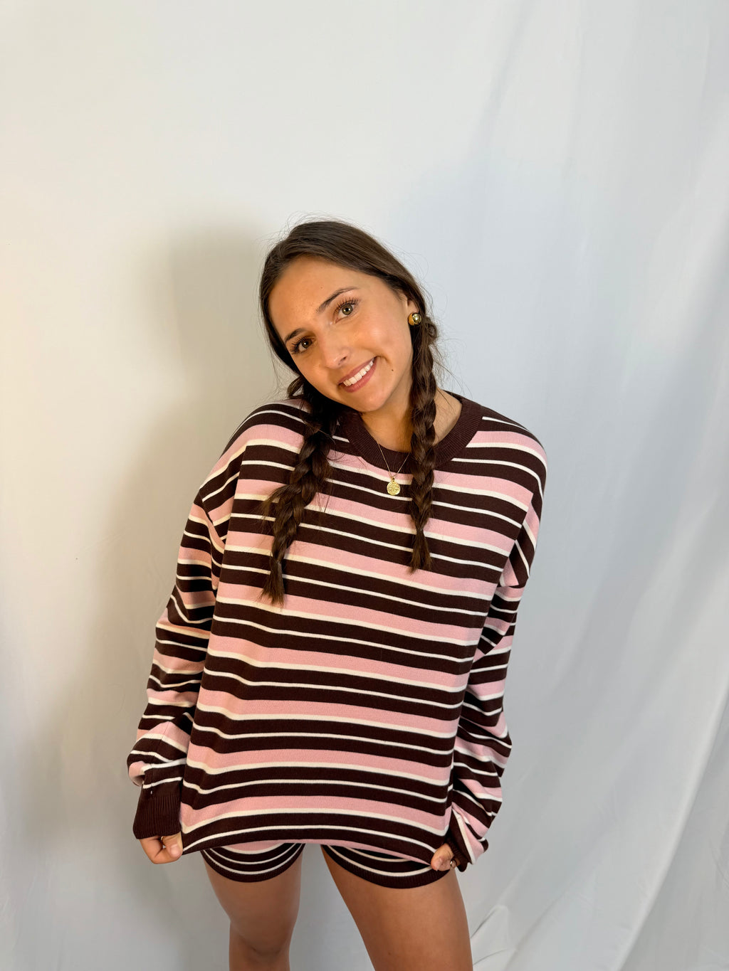 strawberry knit short set