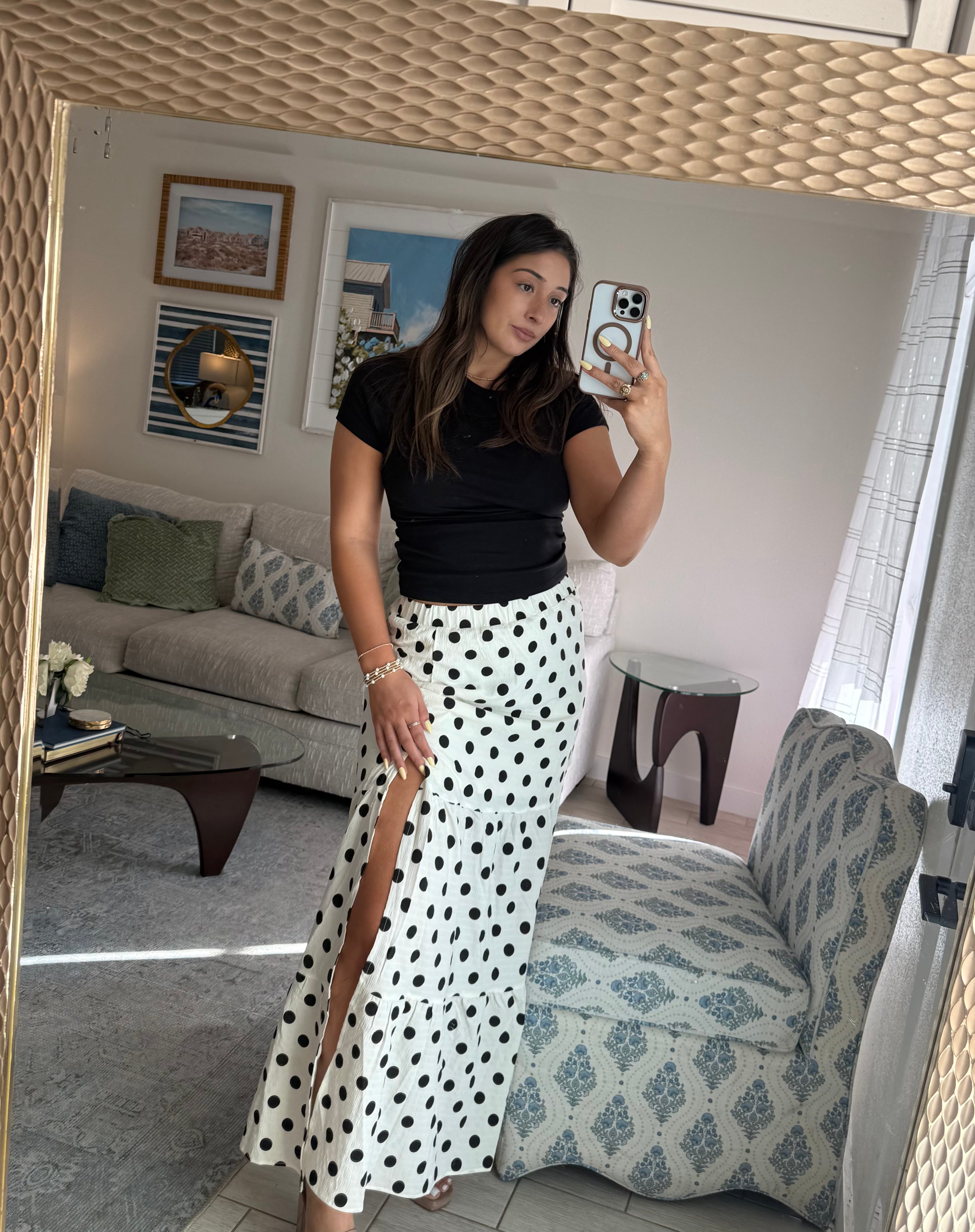 Maxi polka dot skirt