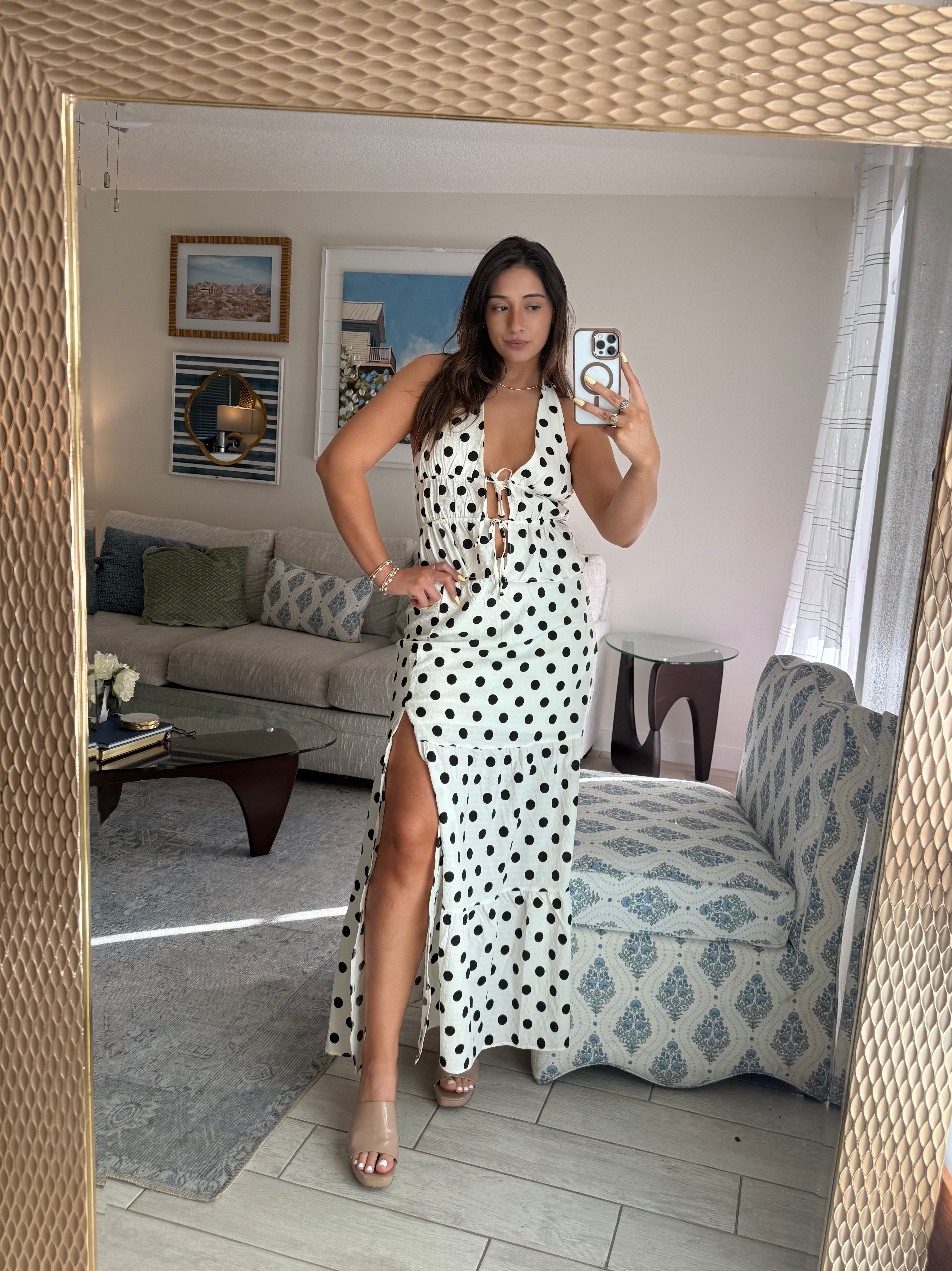 Maxi polka dot skirt