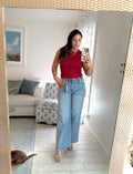 light wash wide leg denim jeans