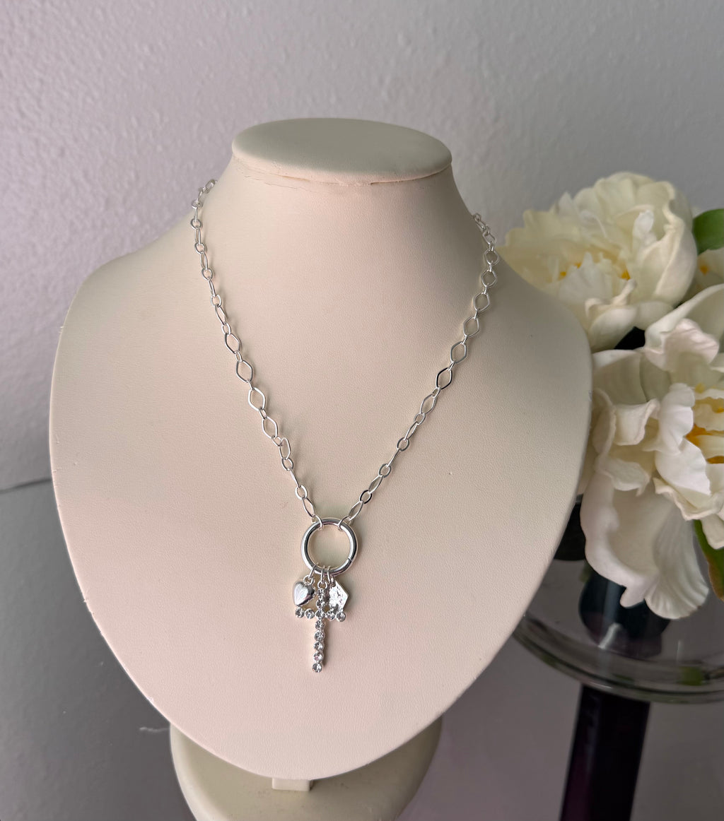 silver cross charm necklace