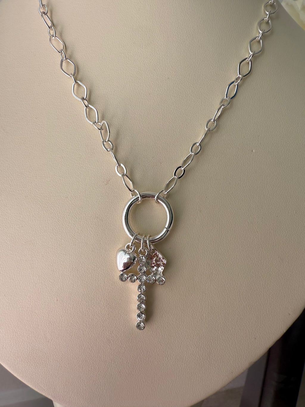 silver cross charm necklace