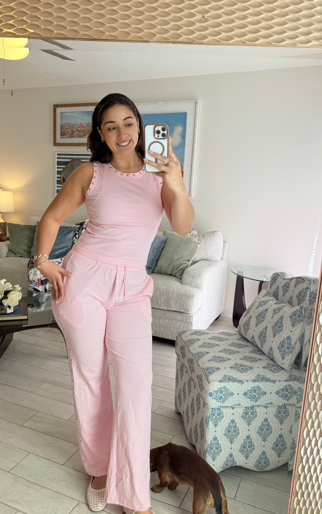 Lounge pant set w/ studs
