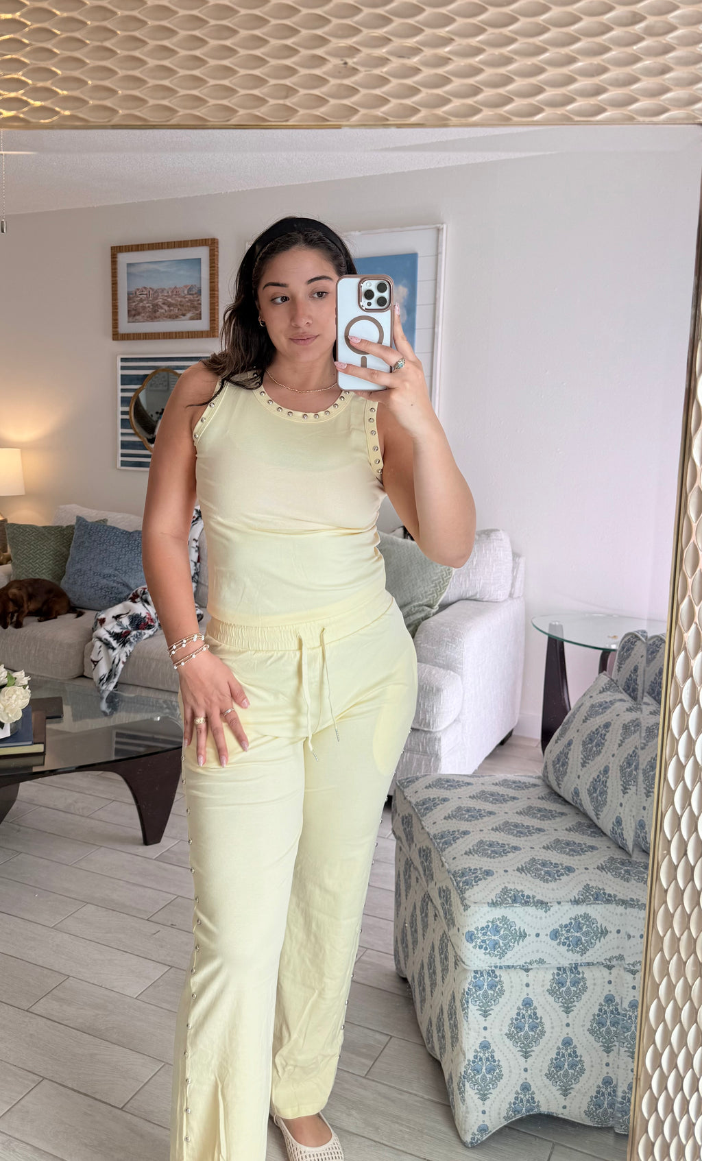 Lounge pant set w/ studs
