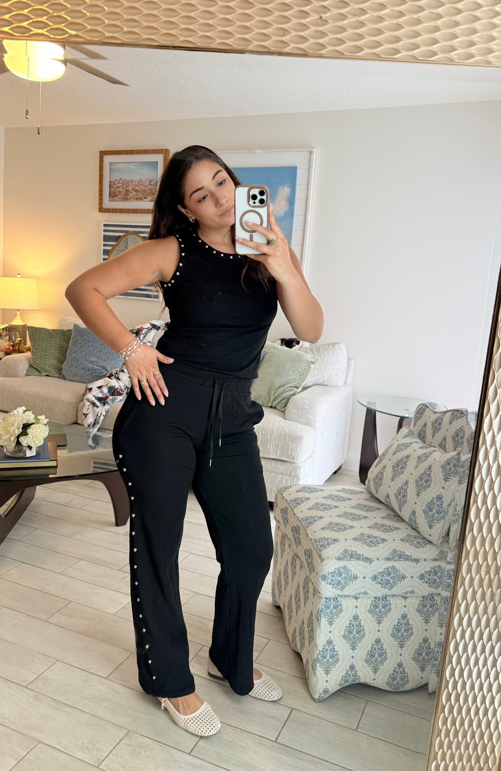 Lounge pant set w/ studs
