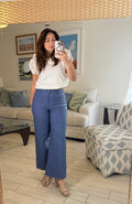 HR front pocket wide Navy jeans