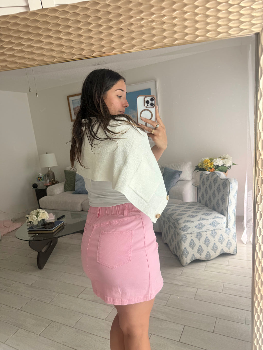 bubble gum pink skirt