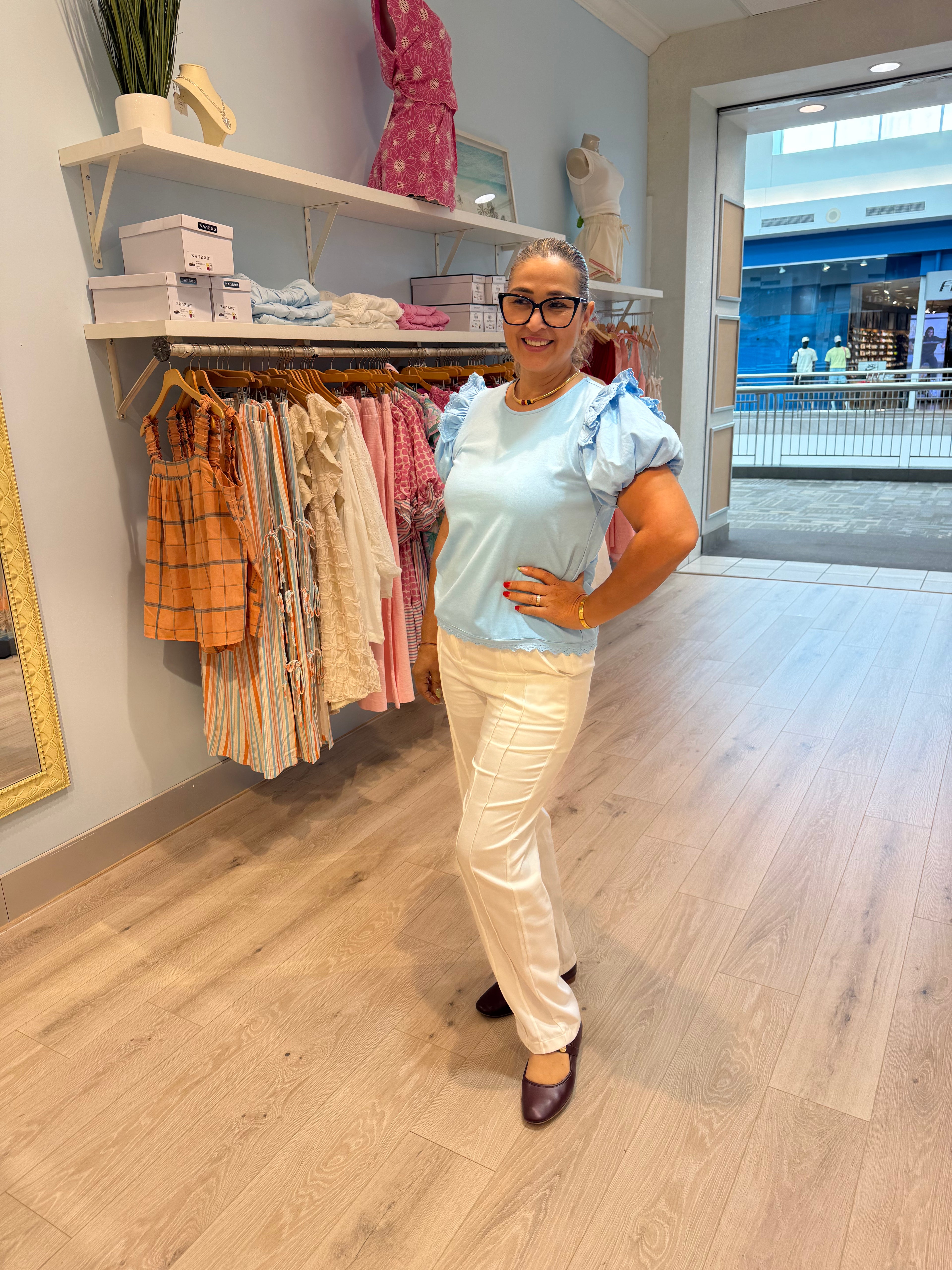 blue 100% cotton blouse