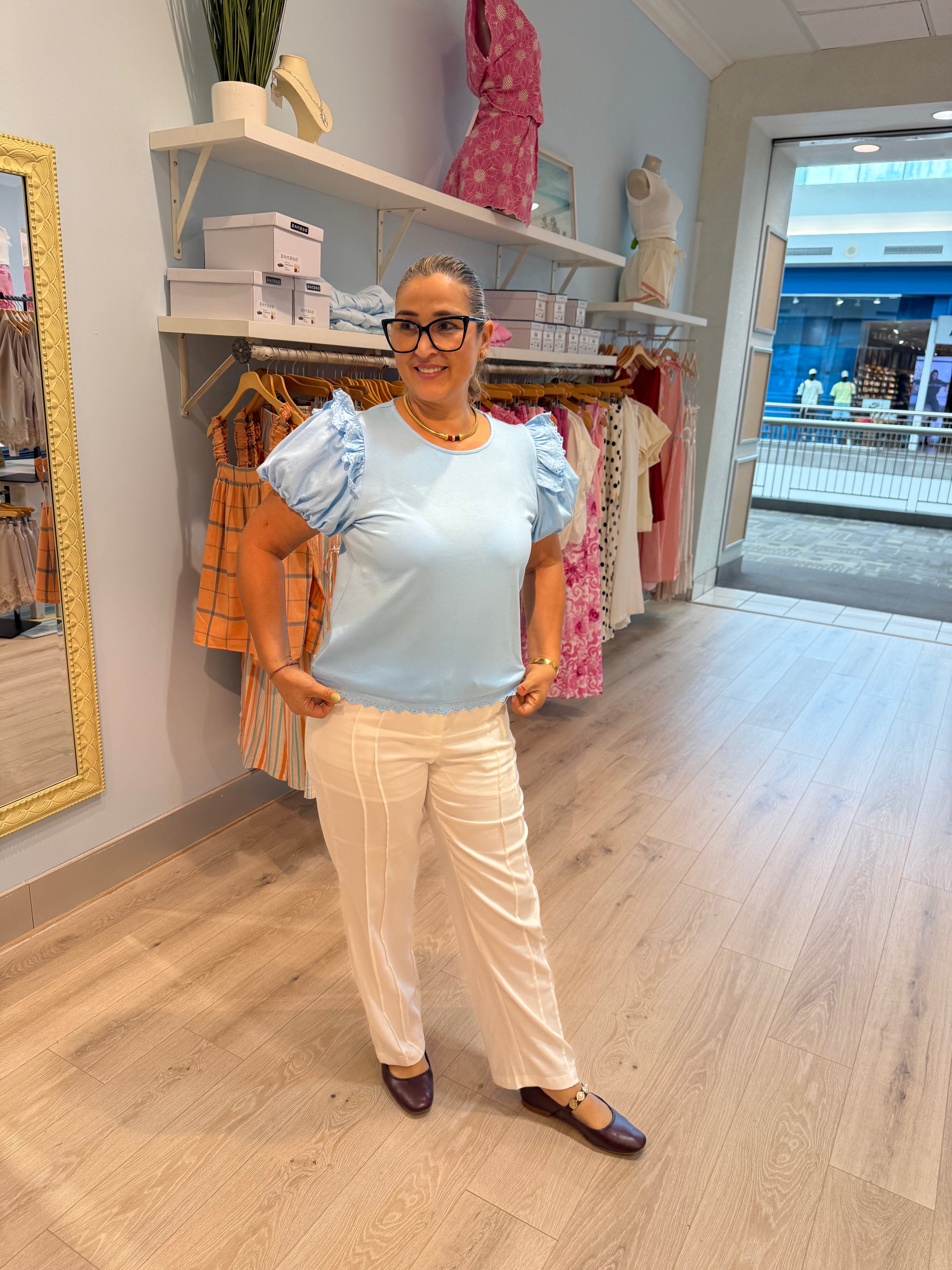 blue 100% cotton blouse