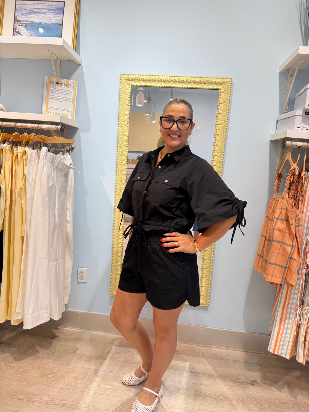 black elevated short set
