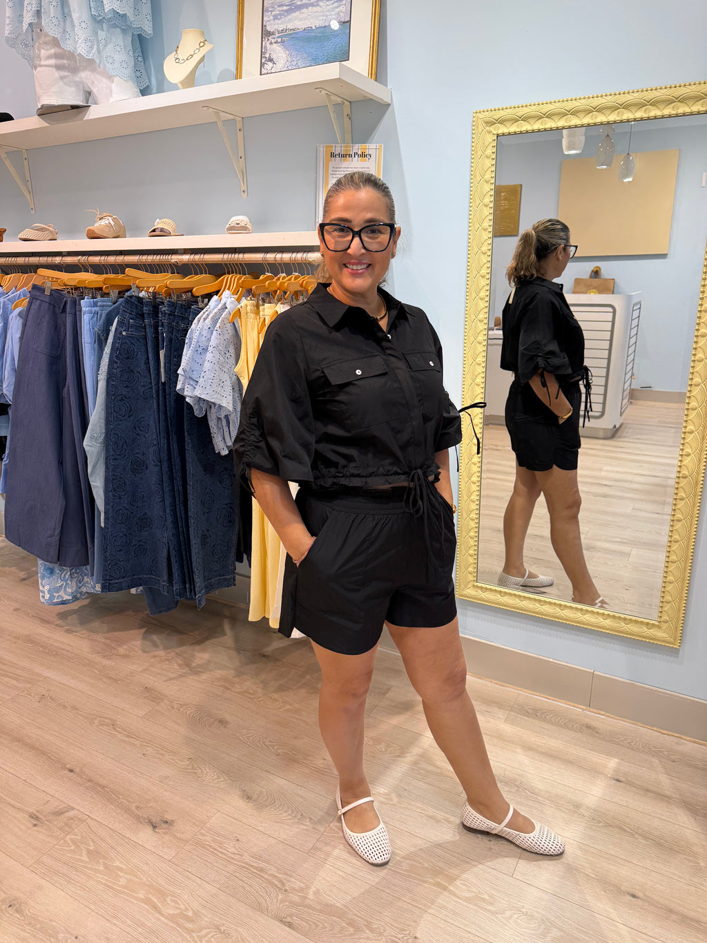 black elevated short set