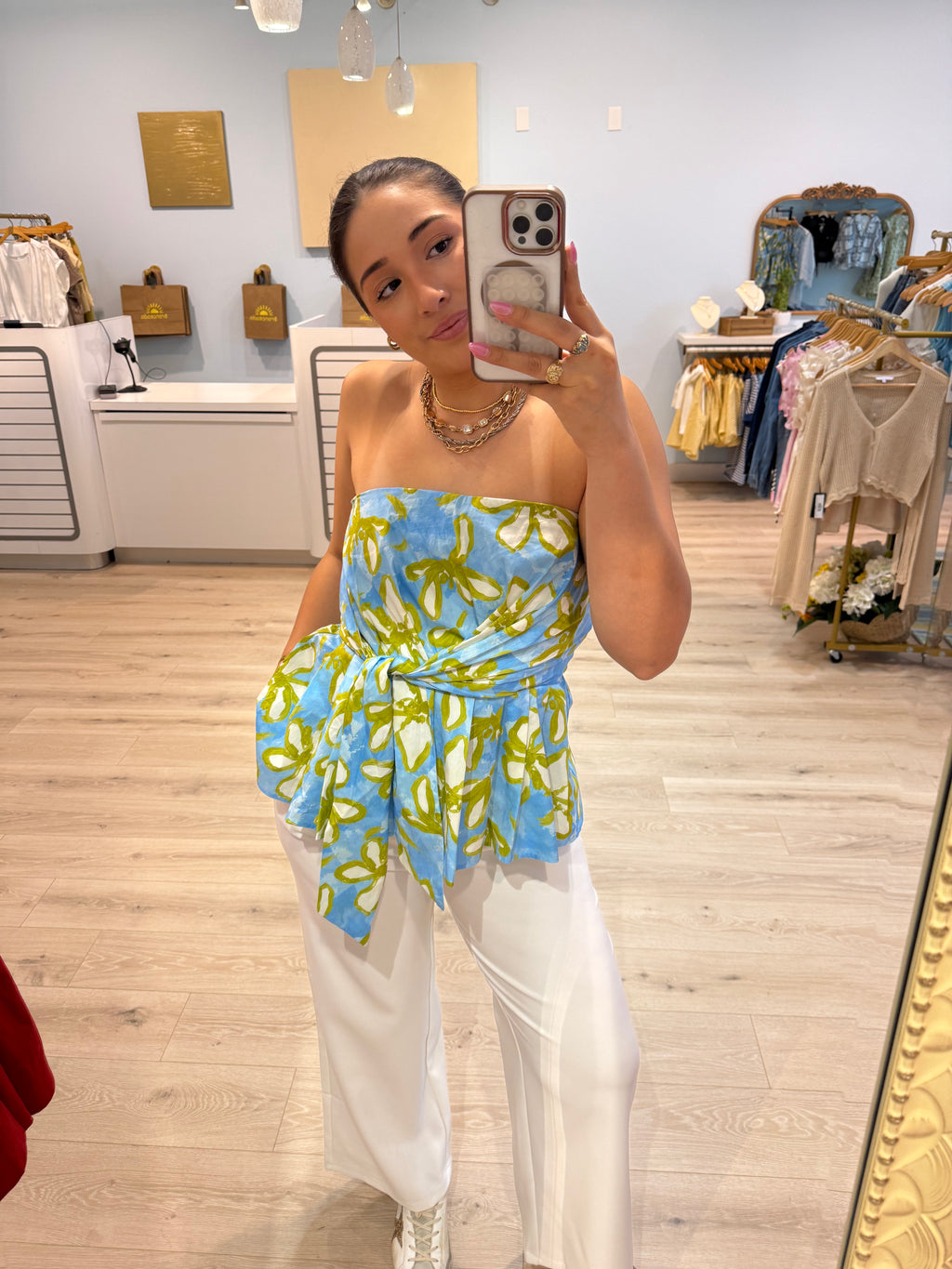 chic floral tube top