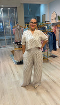 wide leg polka dot pants