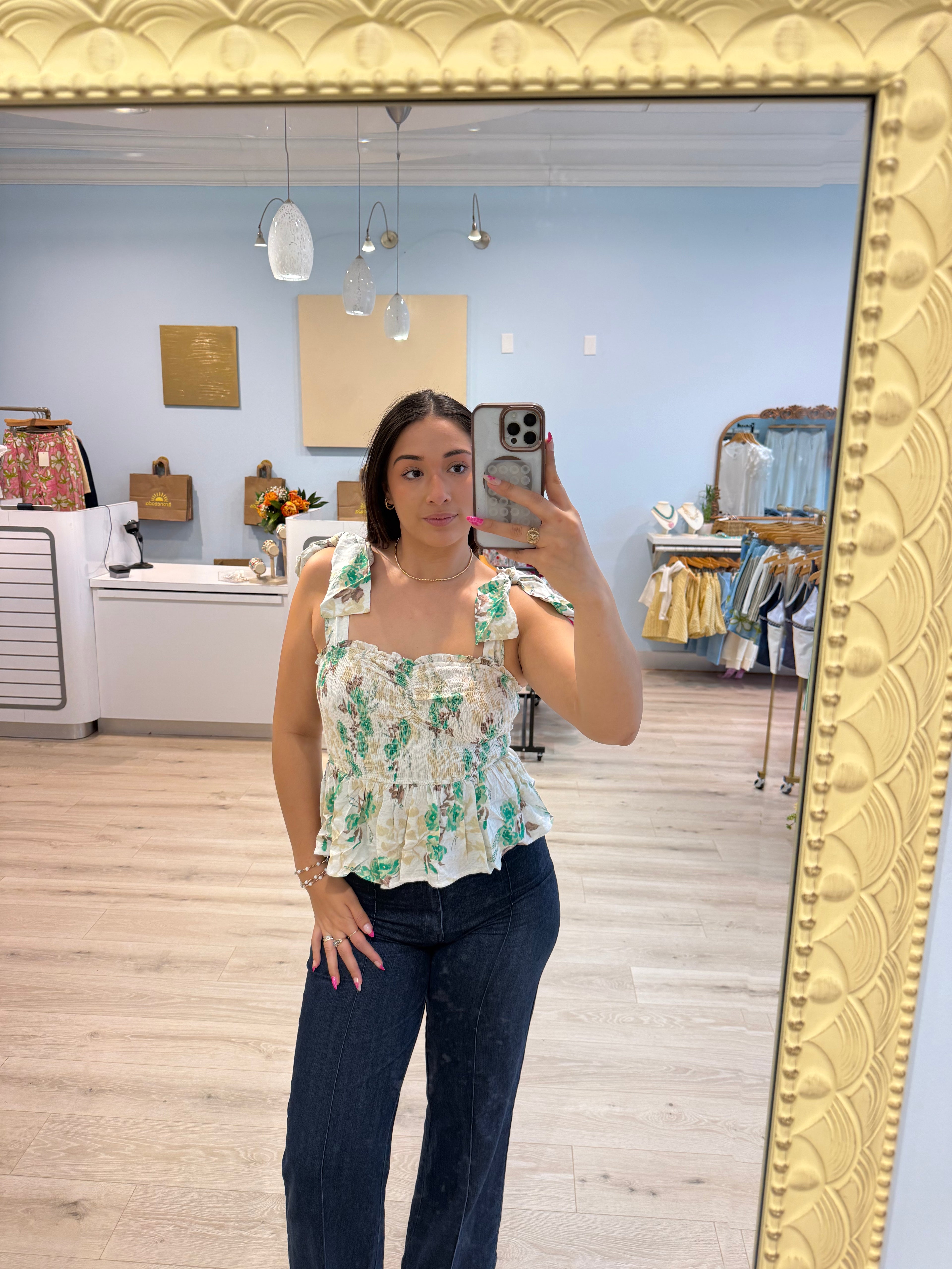 scrunch bow sleeve tank
