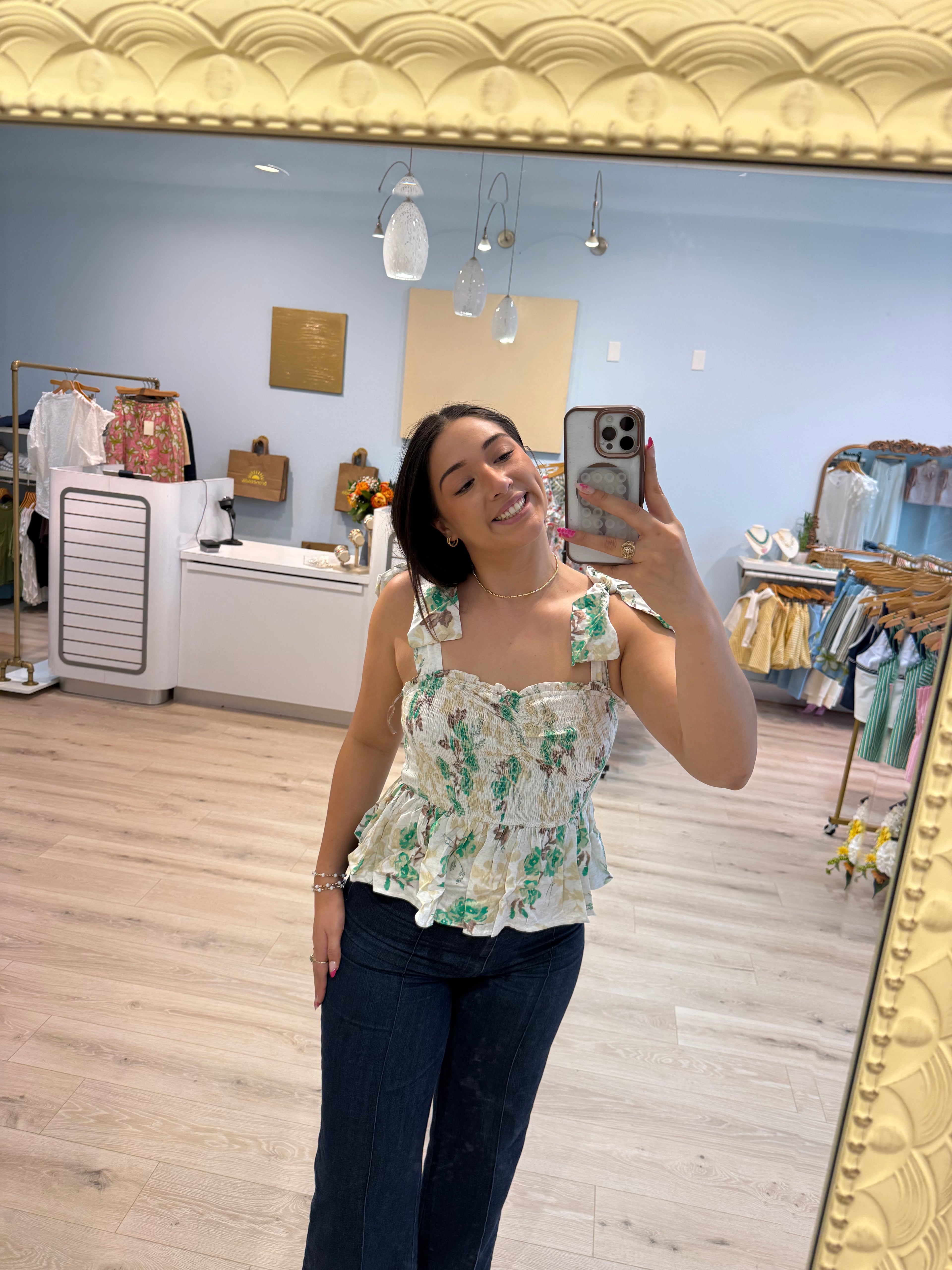 scrunch bow sleeve tank