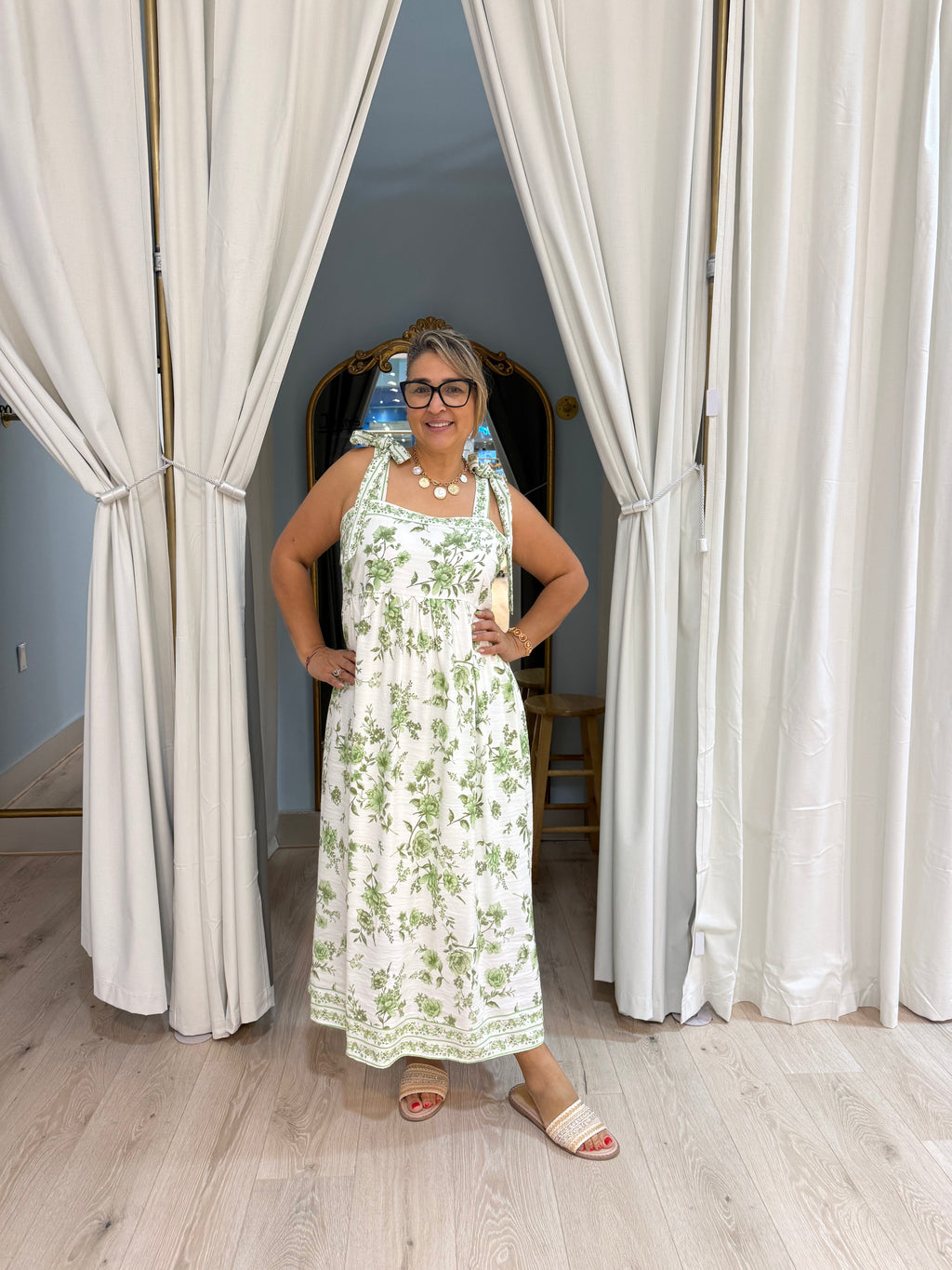 plus size green print dress