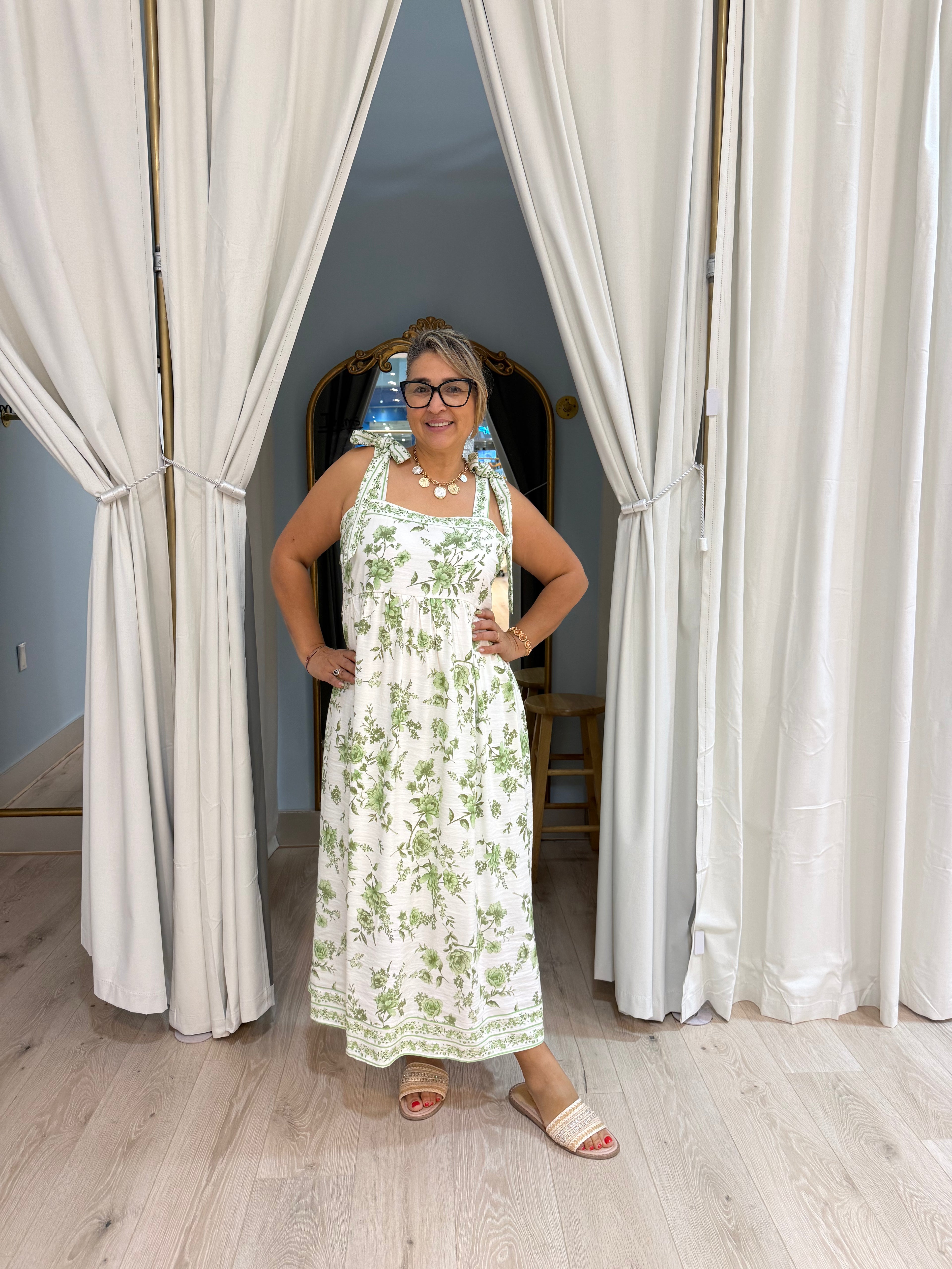 plus size green print dress