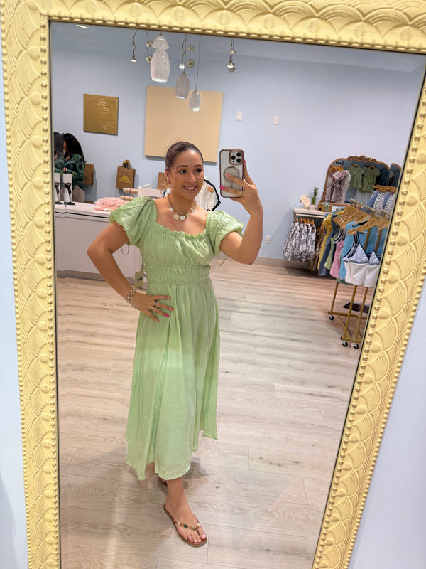 puff sleeve maxi dress