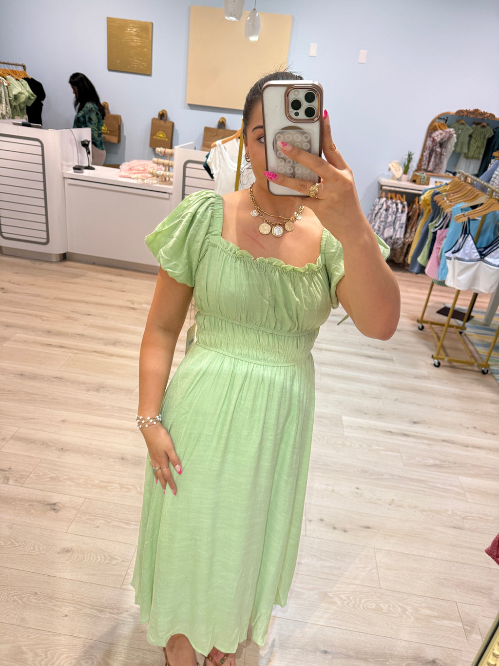 puff sleeve maxi dress