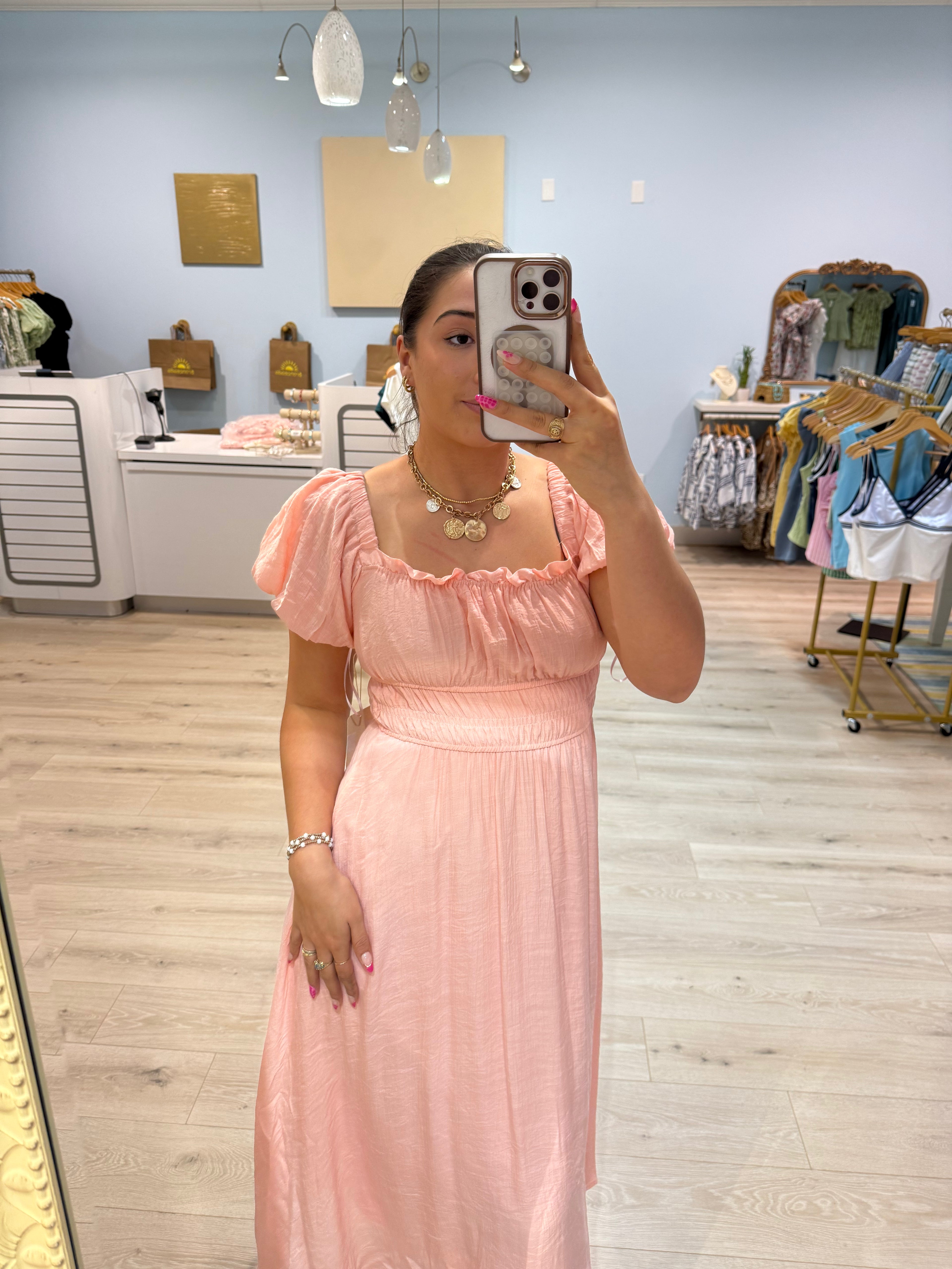 puff sleeve maxi dress