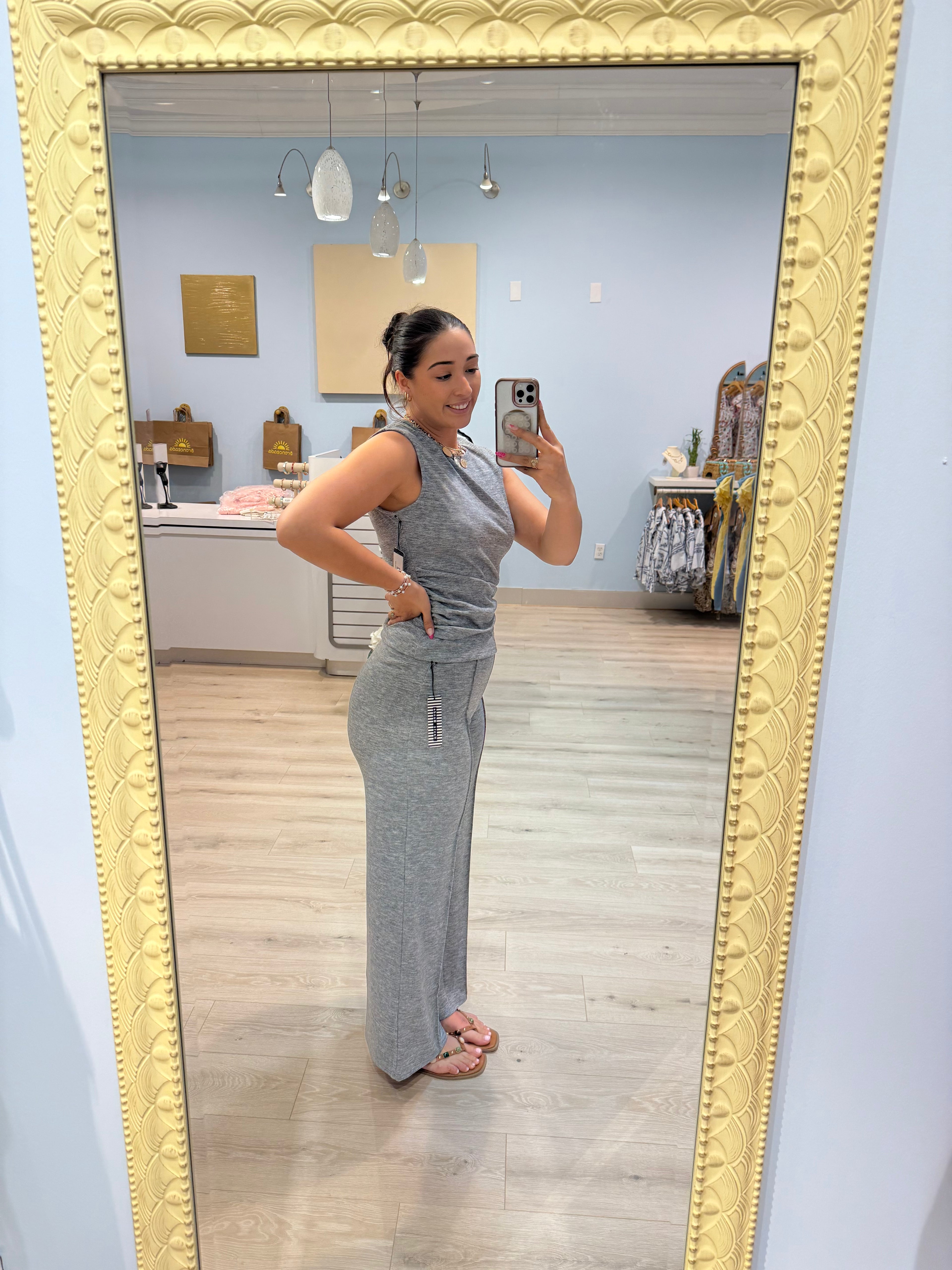waist belted top pant set