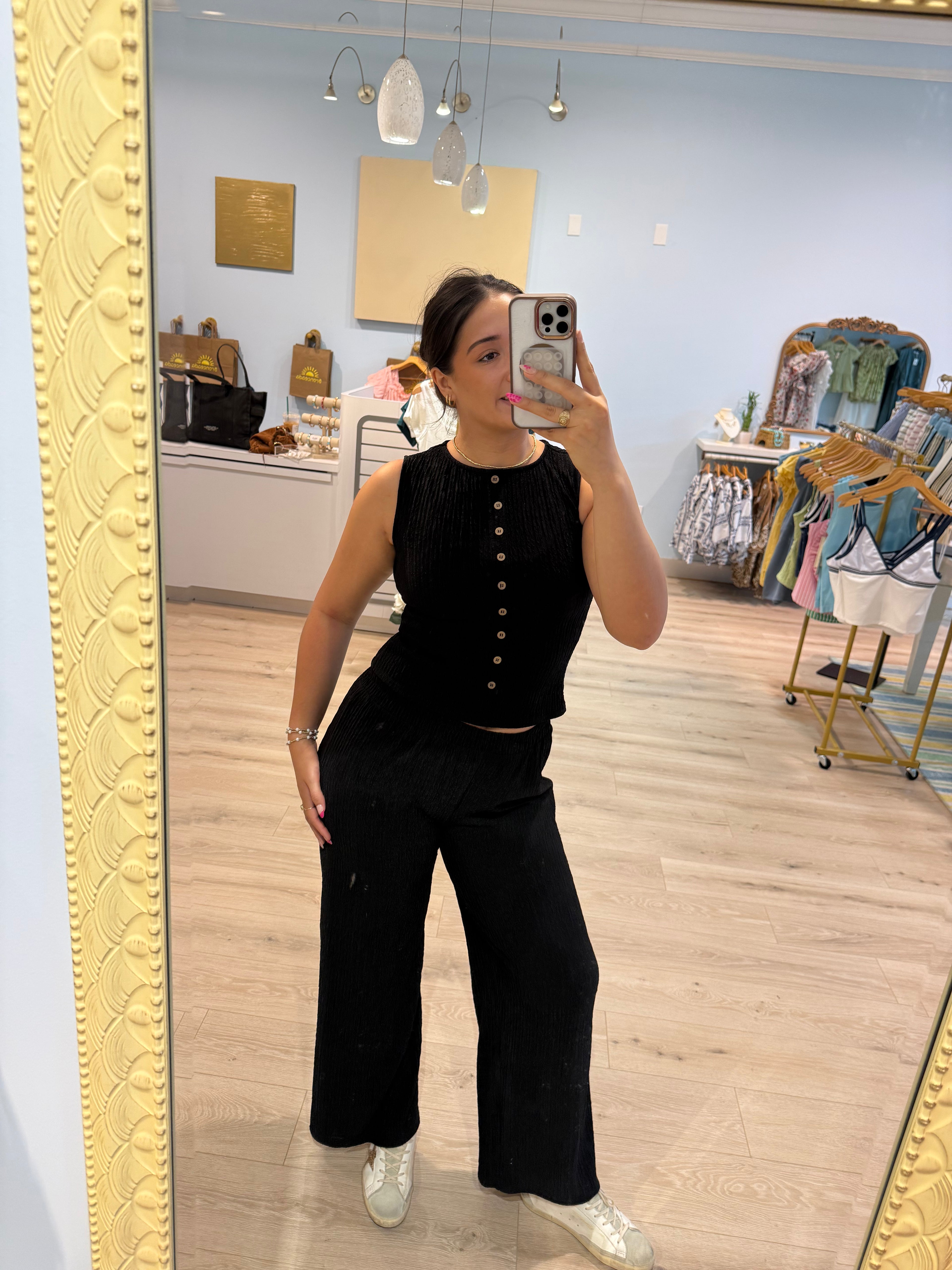 button up ribbed tank